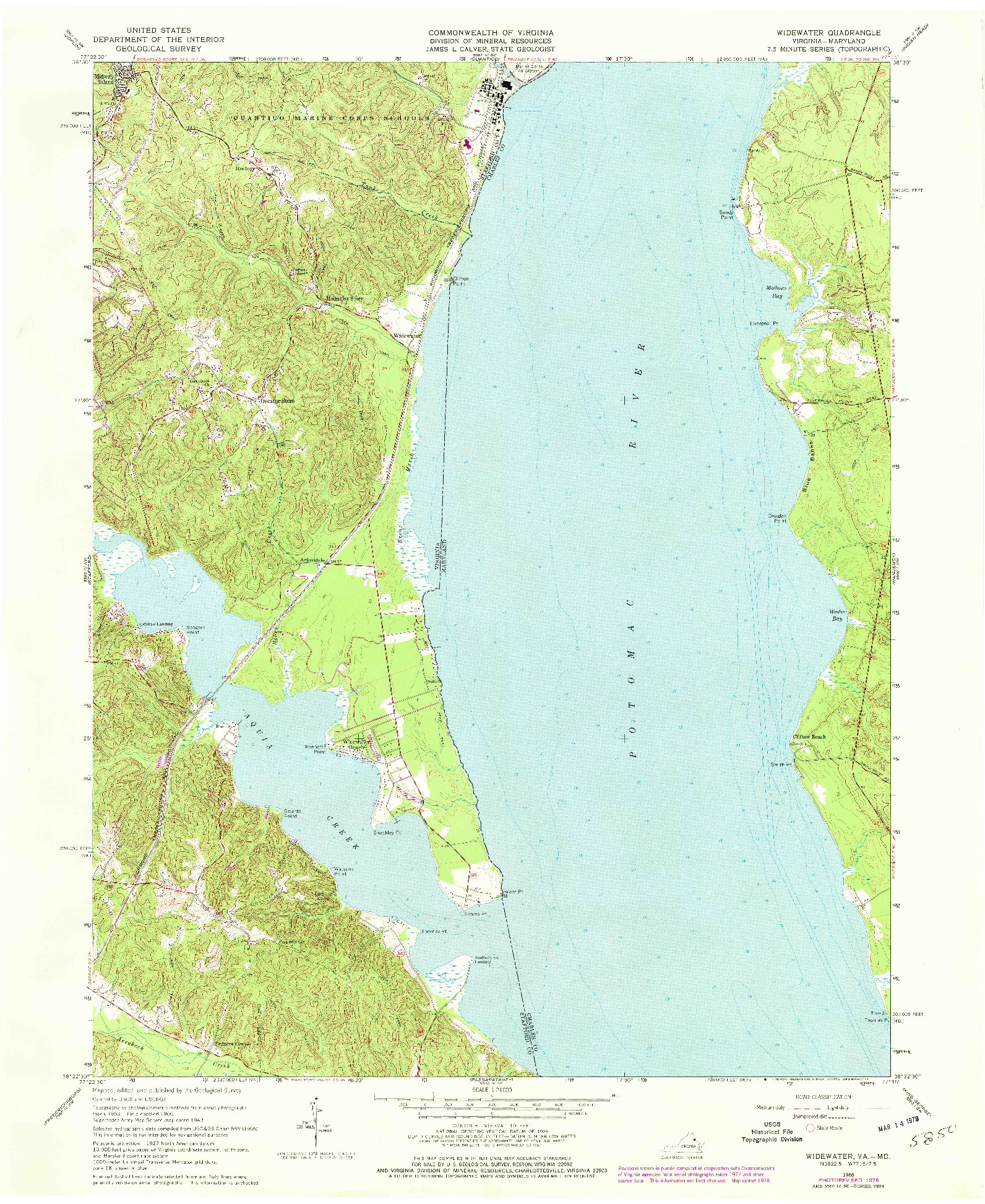 USGS 1:24000-SCALE QUADRANGLE FOR WIDEWATER, VA 1966