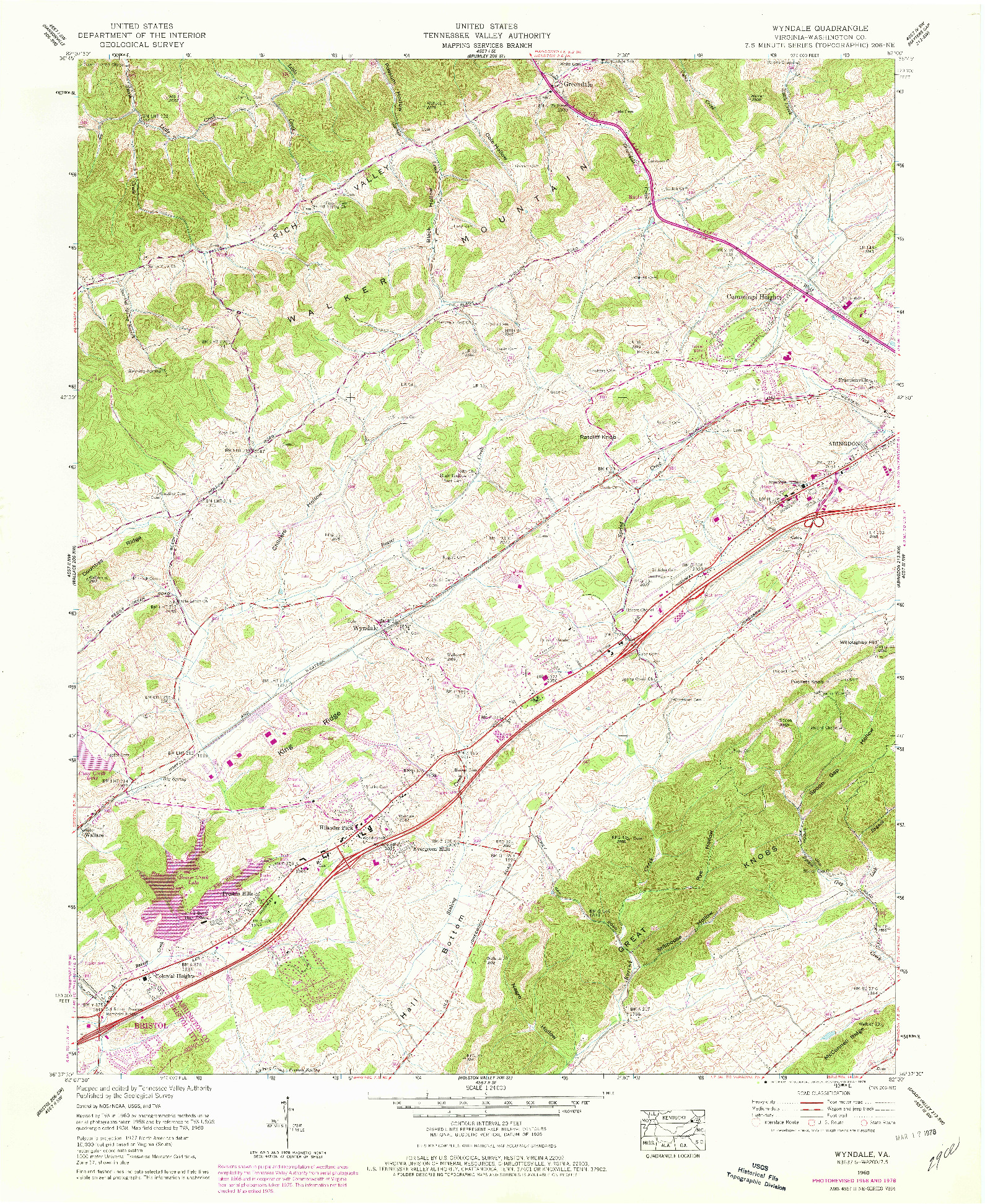 USGS 1:24000-SCALE QUADRANGLE FOR WYNDALE, VA 1960