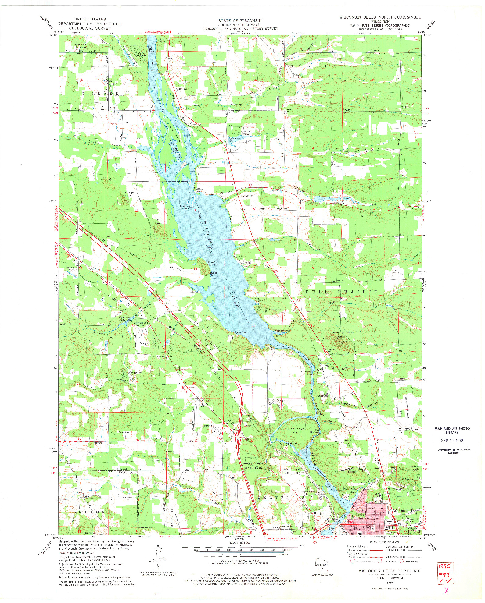 USGS 1:24000-SCALE QUADRANGLE FOR WISCONSIN DELLS NORTH, WI 1975