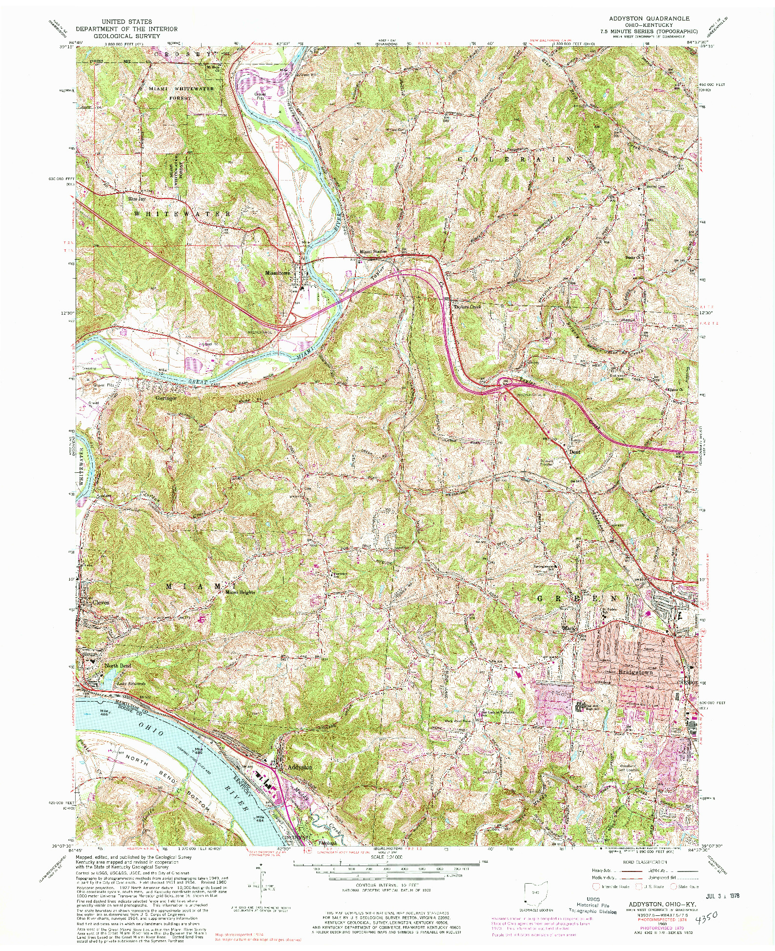 USGS 1:24000-SCALE QUADRANGLE FOR ADDYSTON, OH 1960