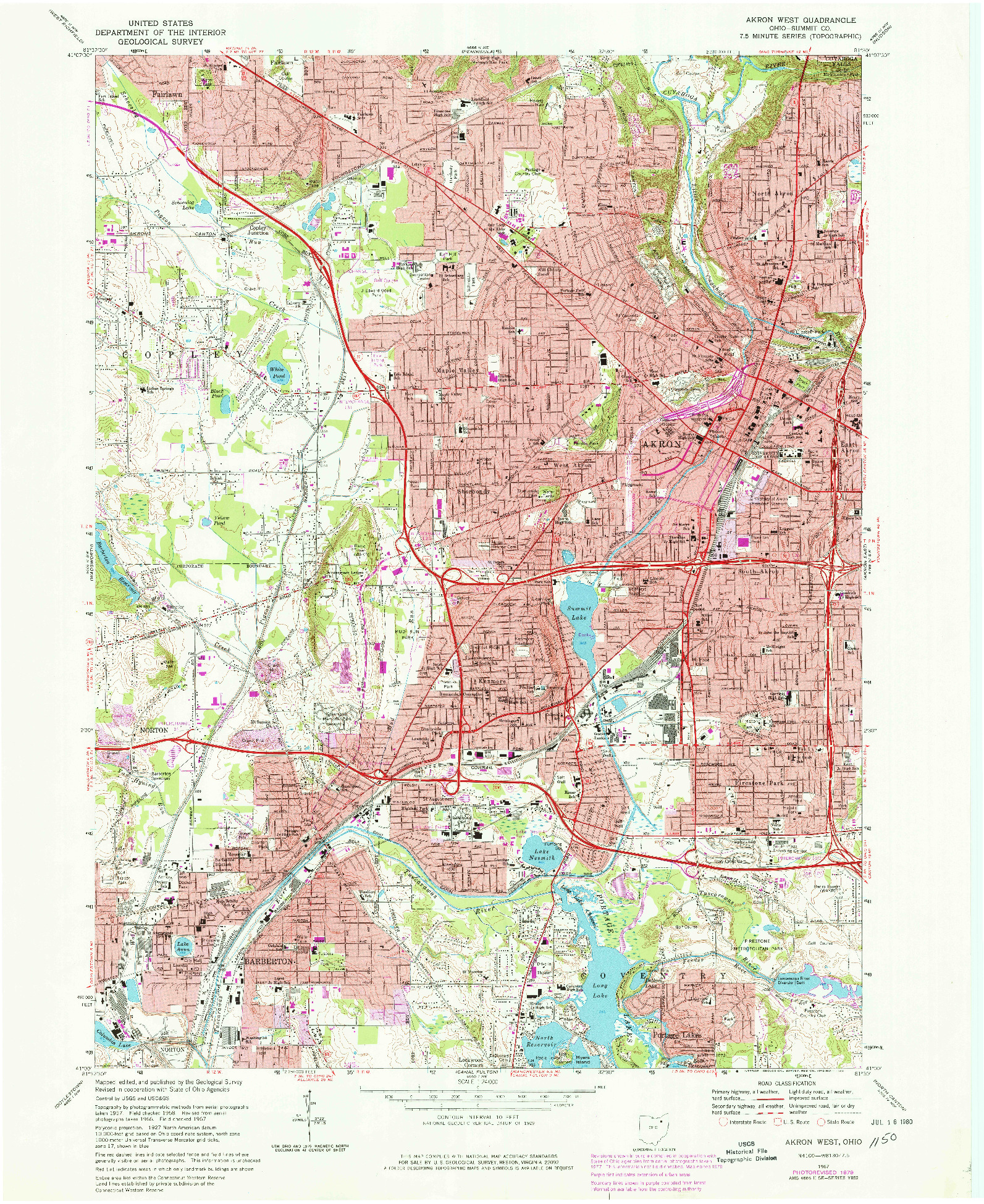 USGS 1:24000-SCALE QUADRANGLE FOR AKRON WEST, OH 1967