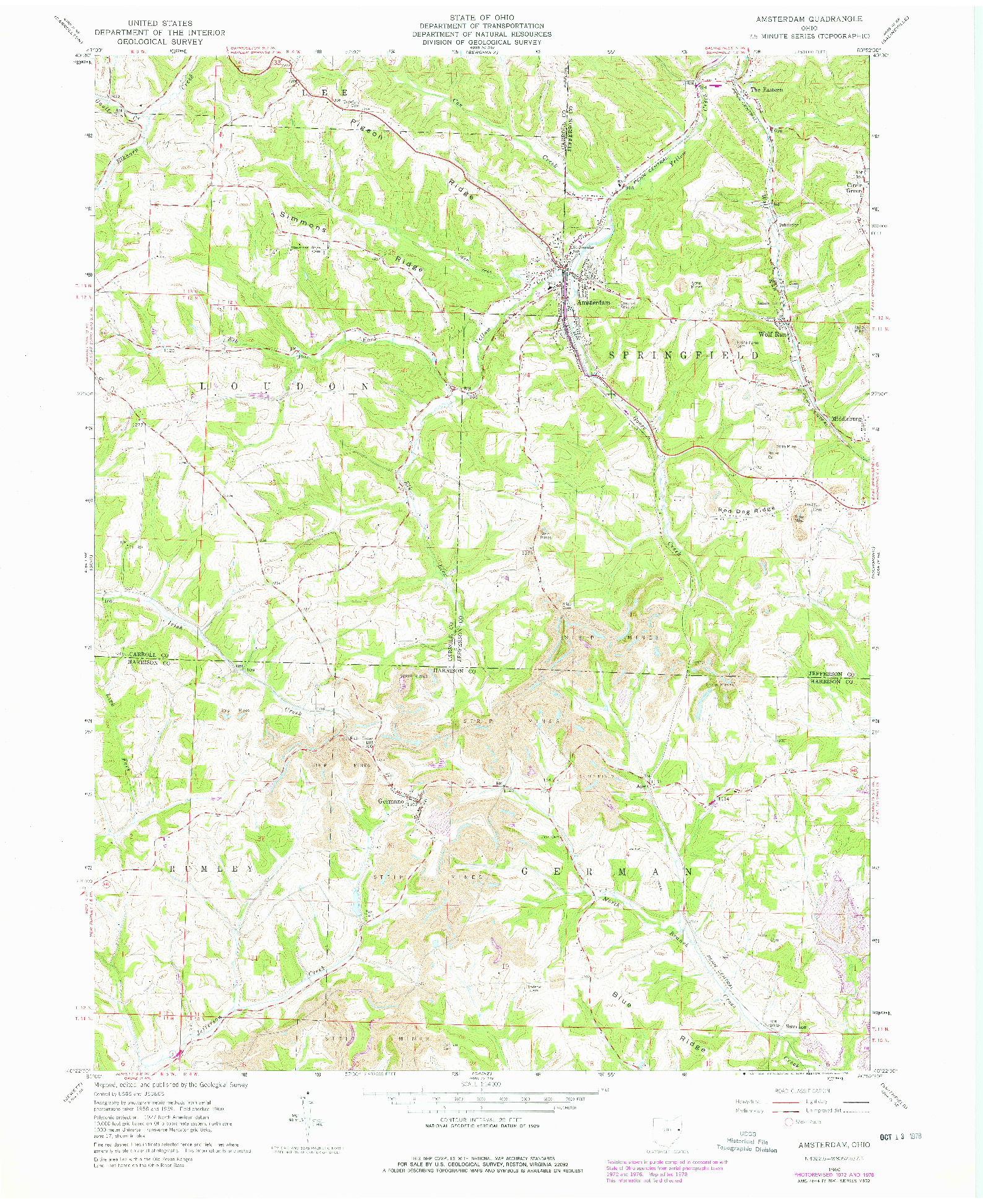 USGS 1:24000-SCALE QUADRANGLE FOR AMSTERDAM, OH 1960