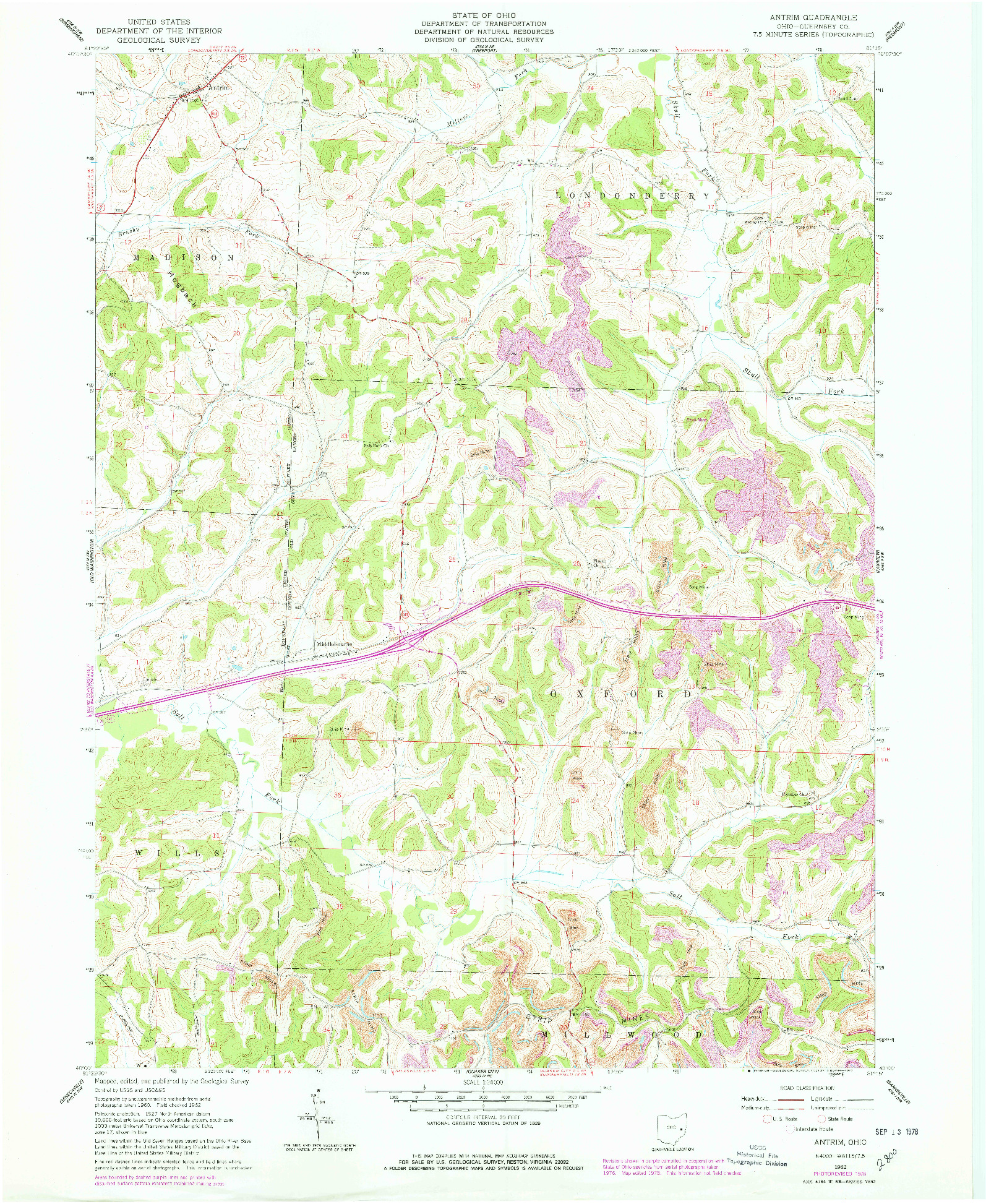 USGS 1:24000-SCALE QUADRANGLE FOR ANTRIM, OH 1962