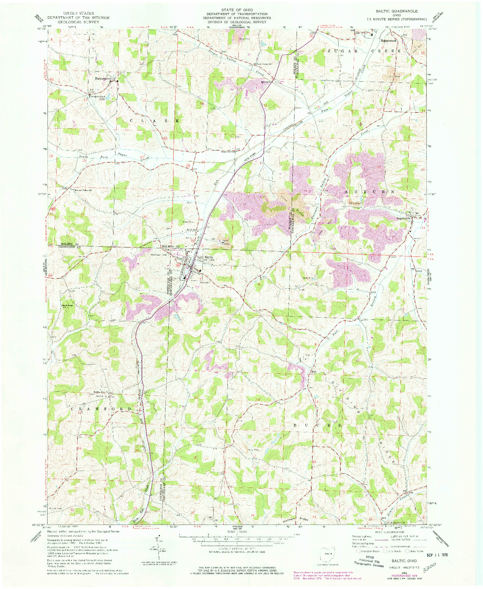 USGS 1:24000-SCALE QUADRANGLE FOR BALTIC, OH 1961