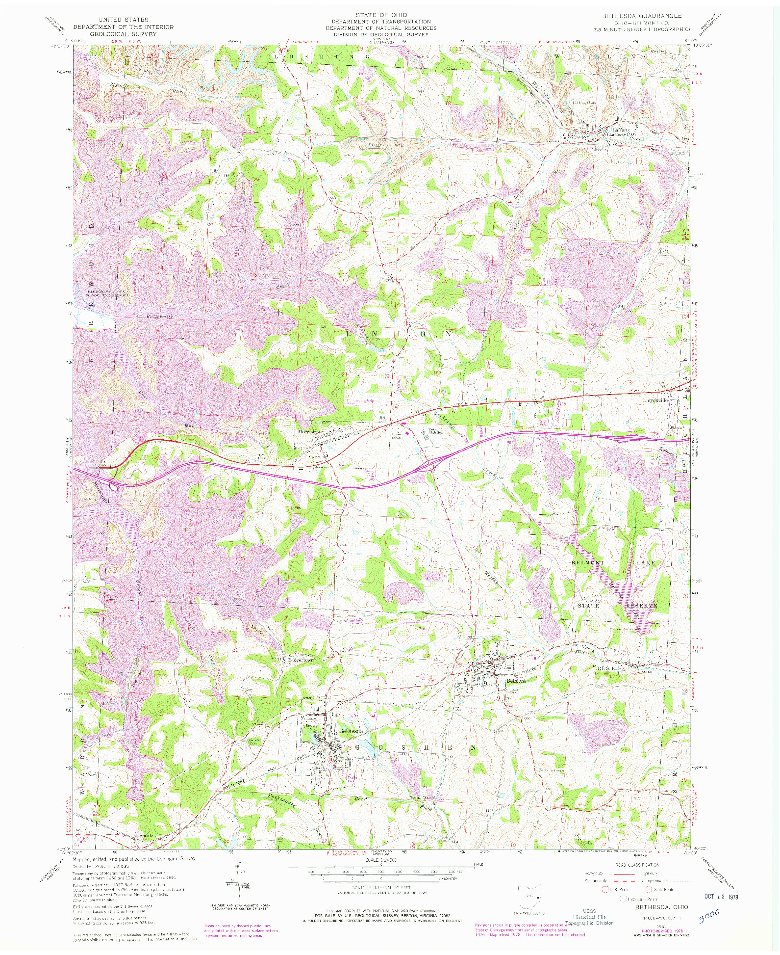 USGS 1:24000-SCALE QUADRANGLE FOR BETHESDA, OH 1961