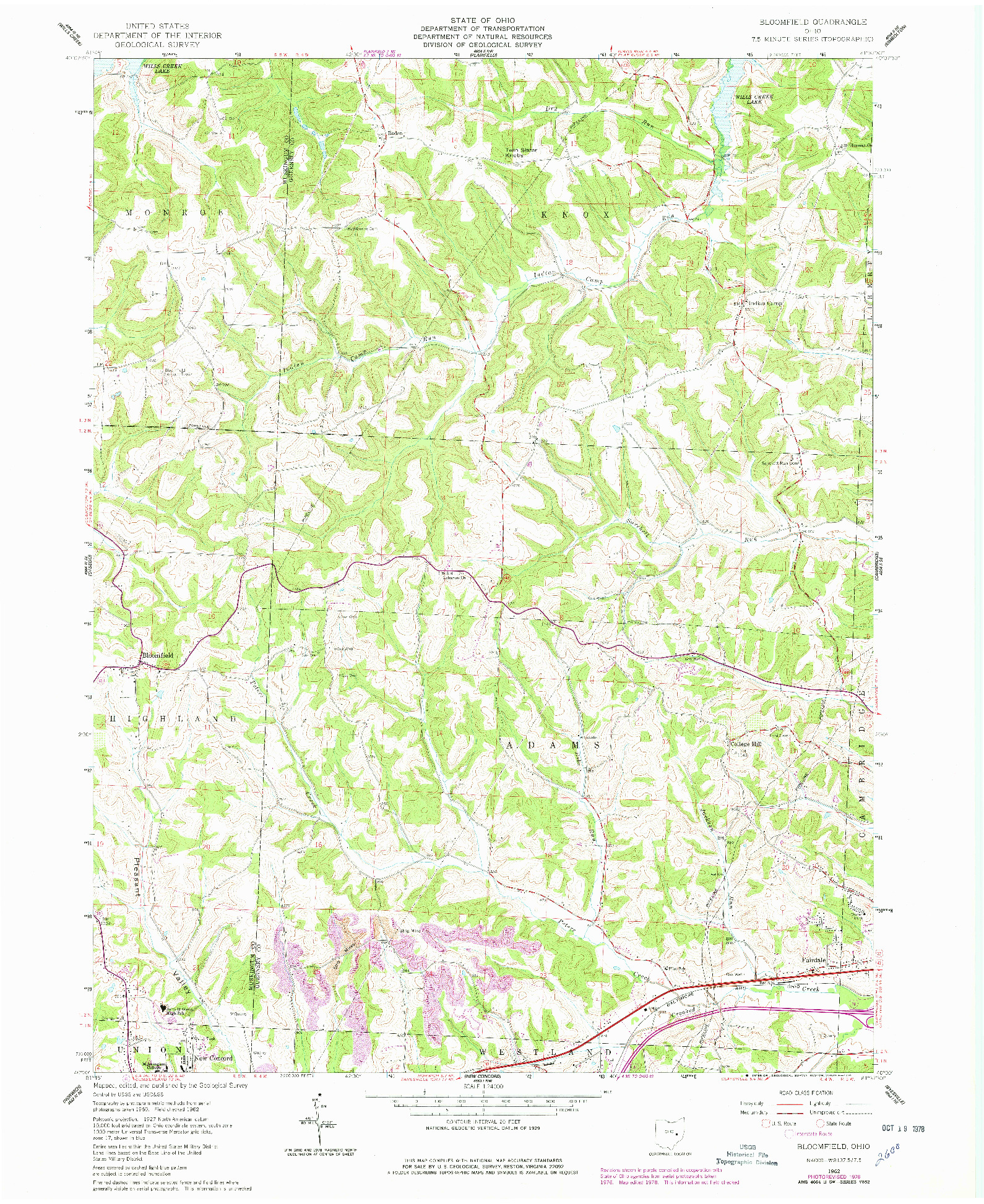 USGS 1:24000-SCALE QUADRANGLE FOR BLOOMFIELD, OH 1962