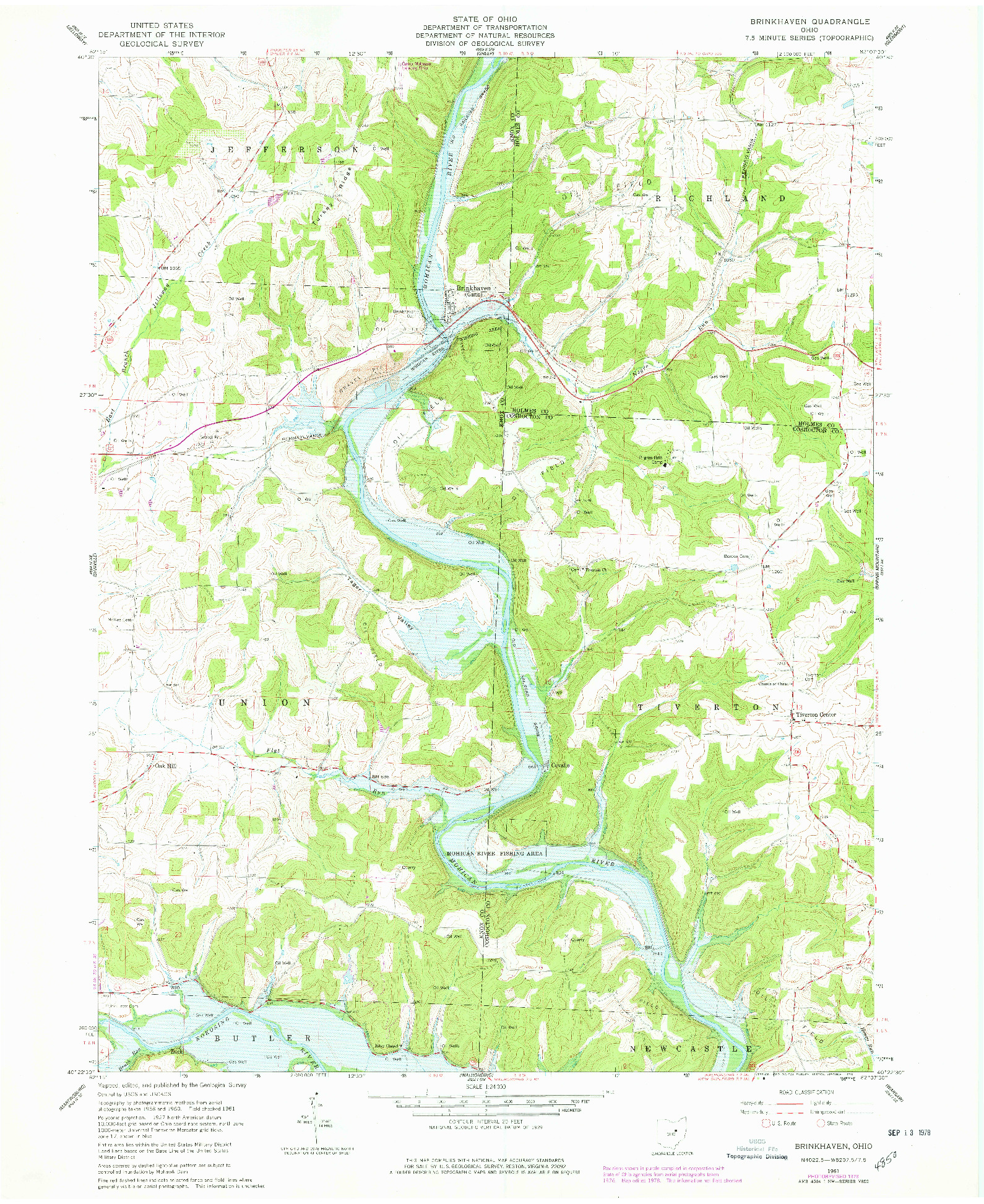 USGS 1:24000-SCALE QUADRANGLE FOR BRINKHAVEN, OH 1961