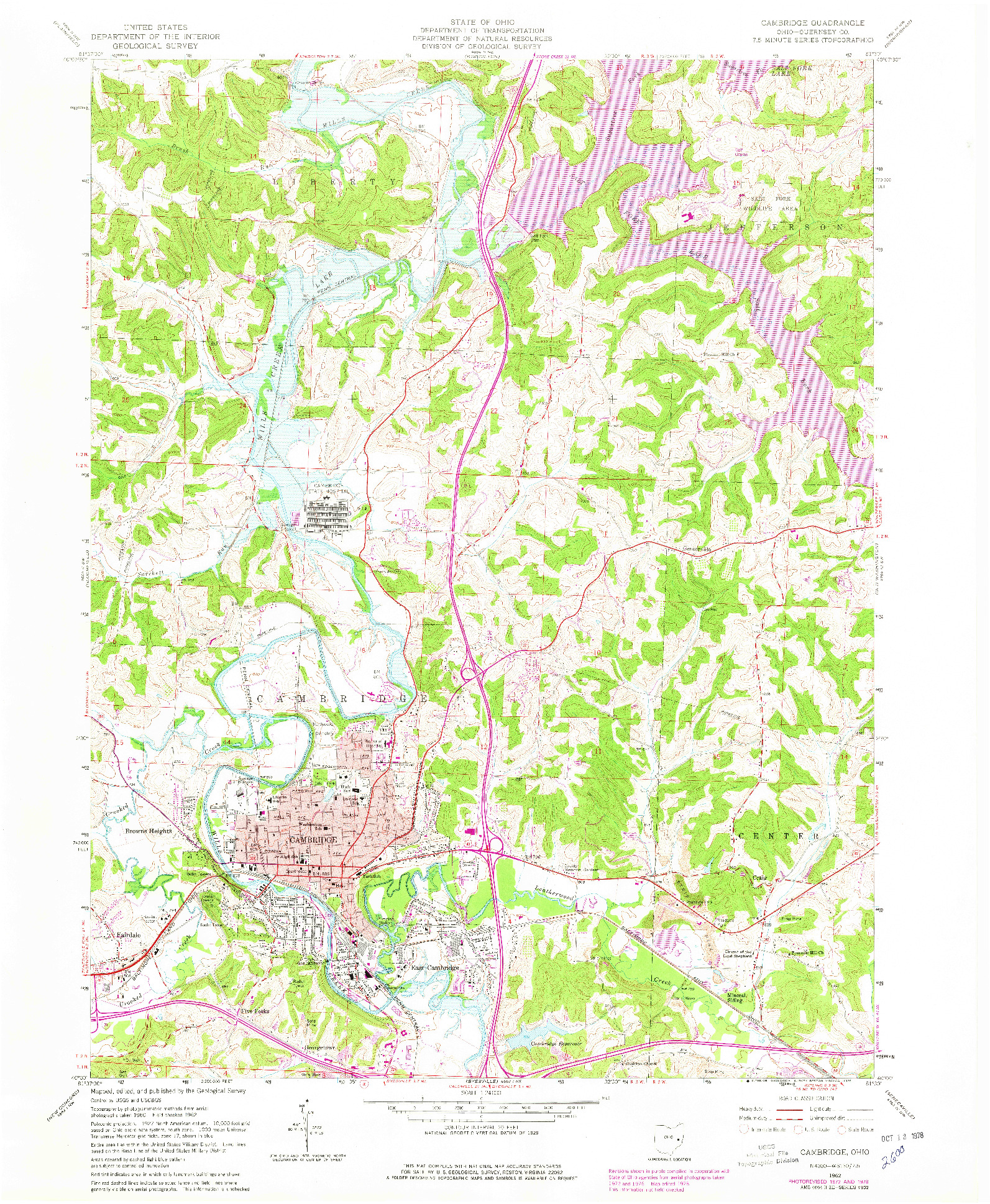 USGS 1:24000-SCALE QUADRANGLE FOR CAMBRIDGE, OH 1962