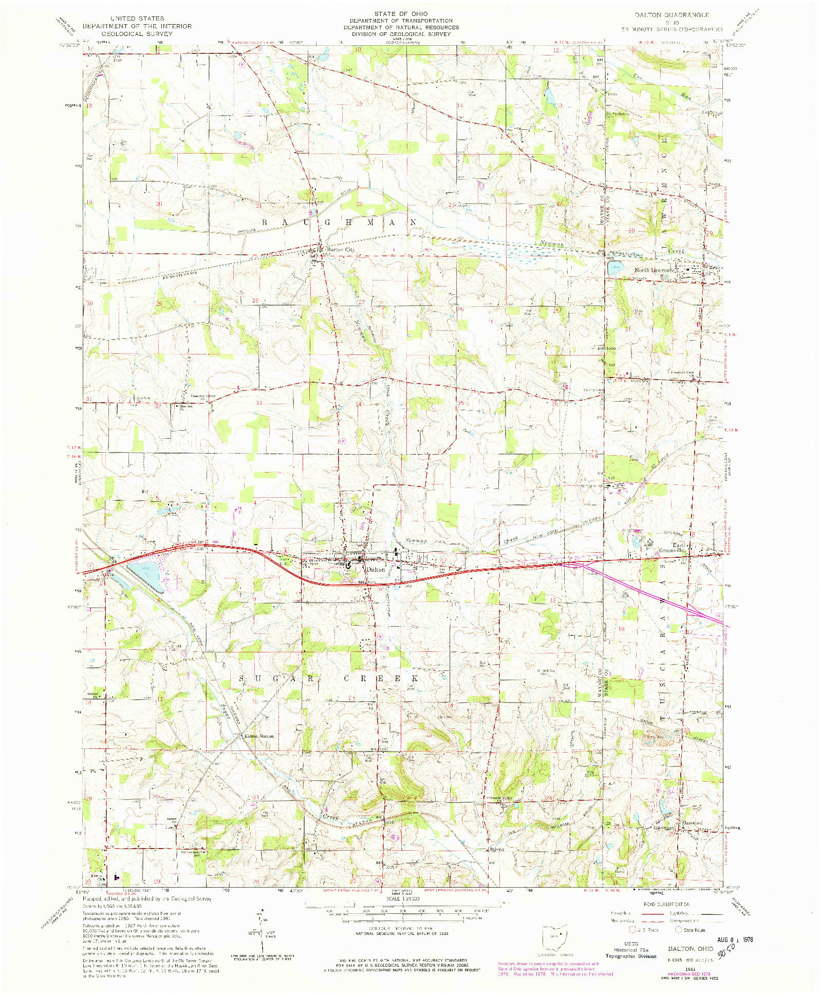 USGS 1:24000-SCALE QUADRANGLE FOR DALTON, OH 1961