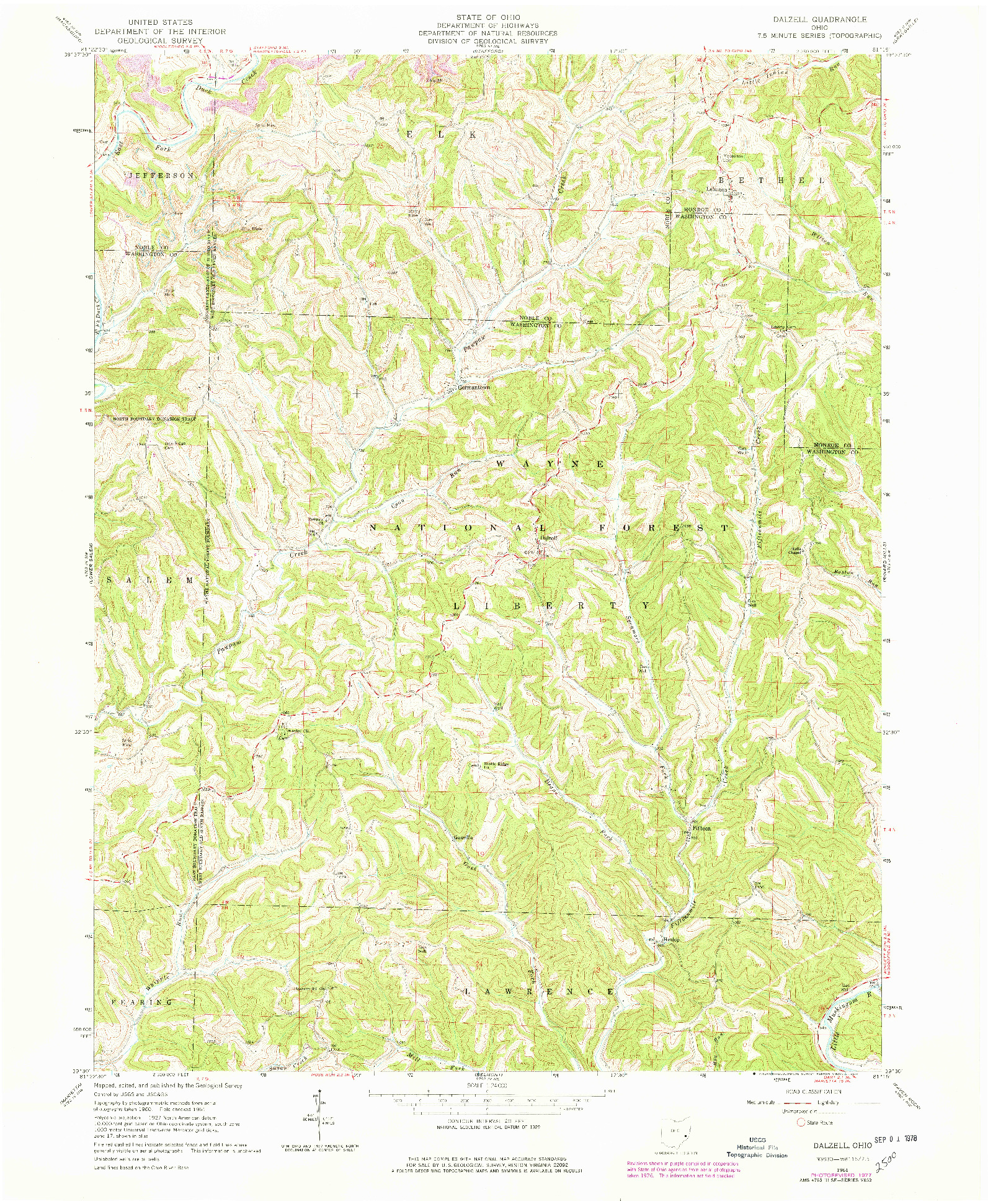 USGS 1:24000-SCALE QUADRANGLE FOR DALZELL, OH 1961