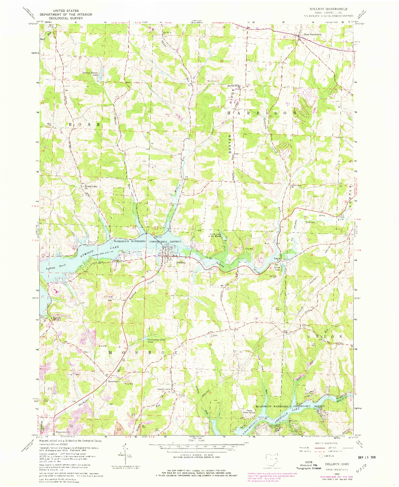 USGS 1:24000-SCALE QUADRANGLE FOR DELLROY, OH 1959