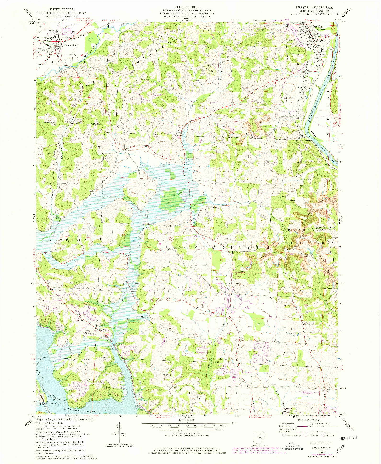 USGS 1:24000-SCALE QUADRANGLE FOR DRESDEN, OH 1962