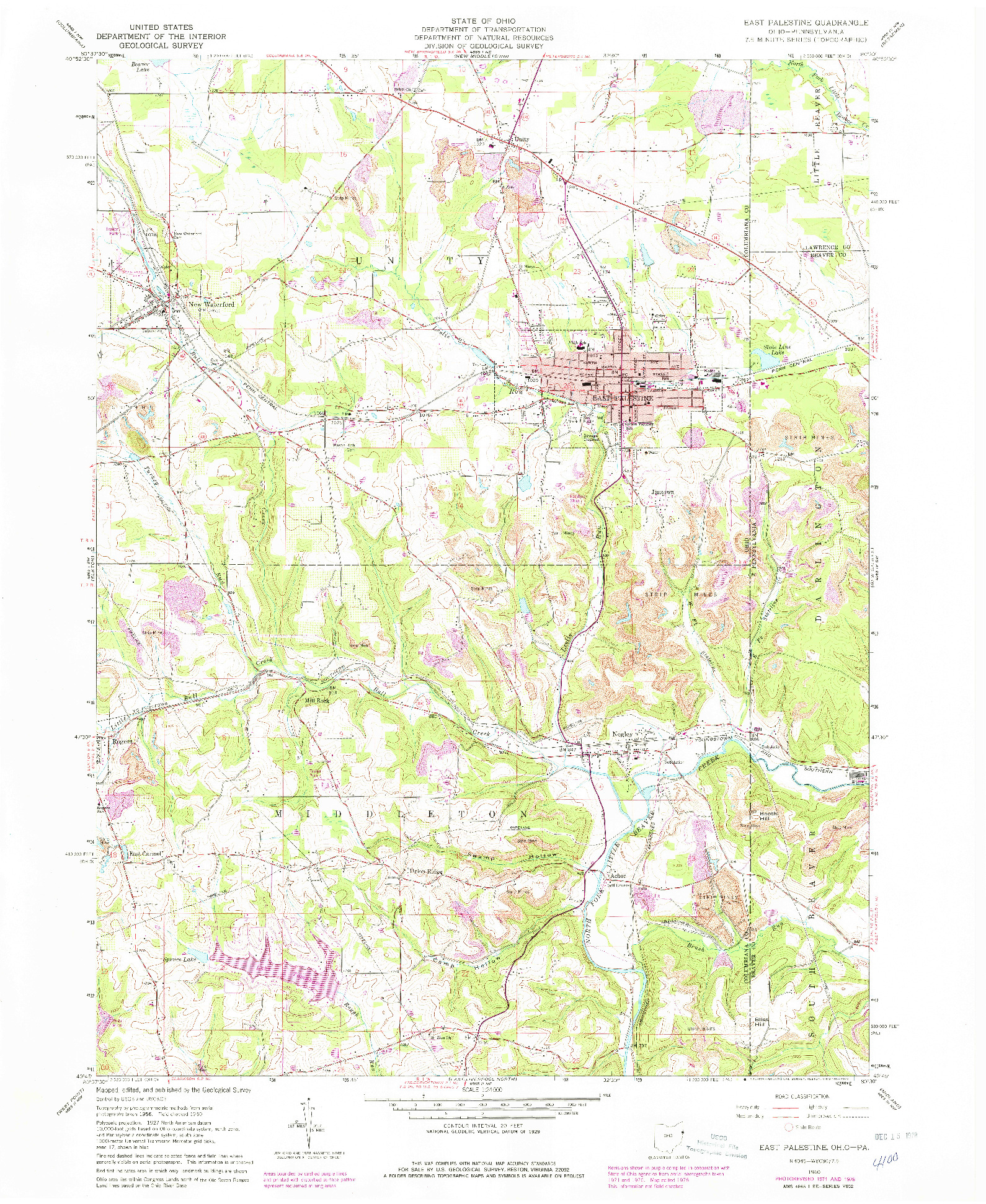 USGS 1:24000-SCALE QUADRANGLE FOR EAST PALESTINE, OH 1960