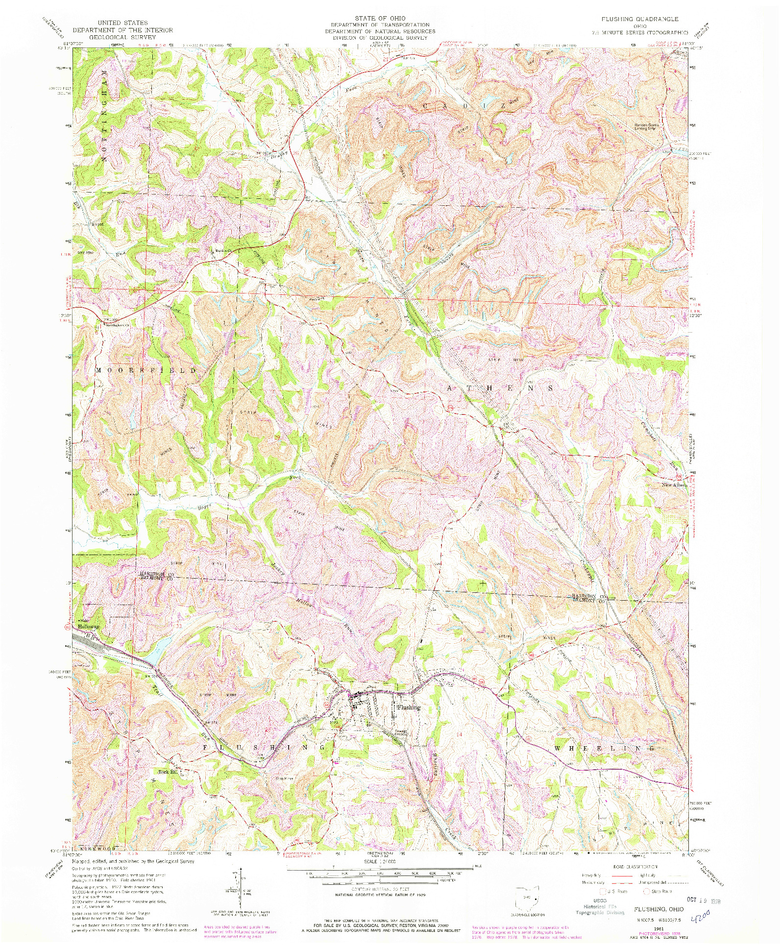 USGS 1:24000-SCALE QUADRANGLE FOR FLUSHING, OH 1961