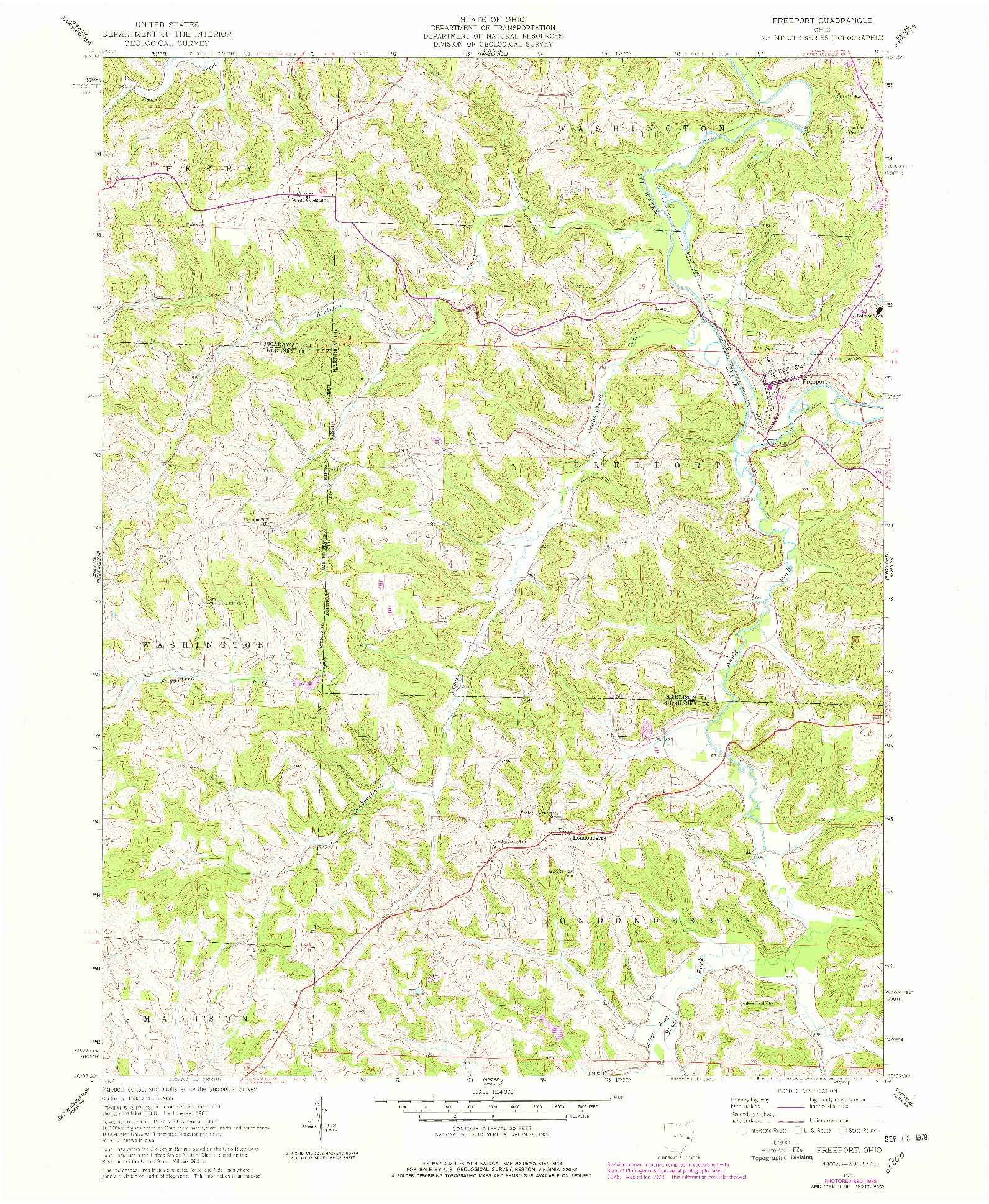 USGS 1:24000-SCALE QUADRANGLE FOR FREEPORT, OH 1961