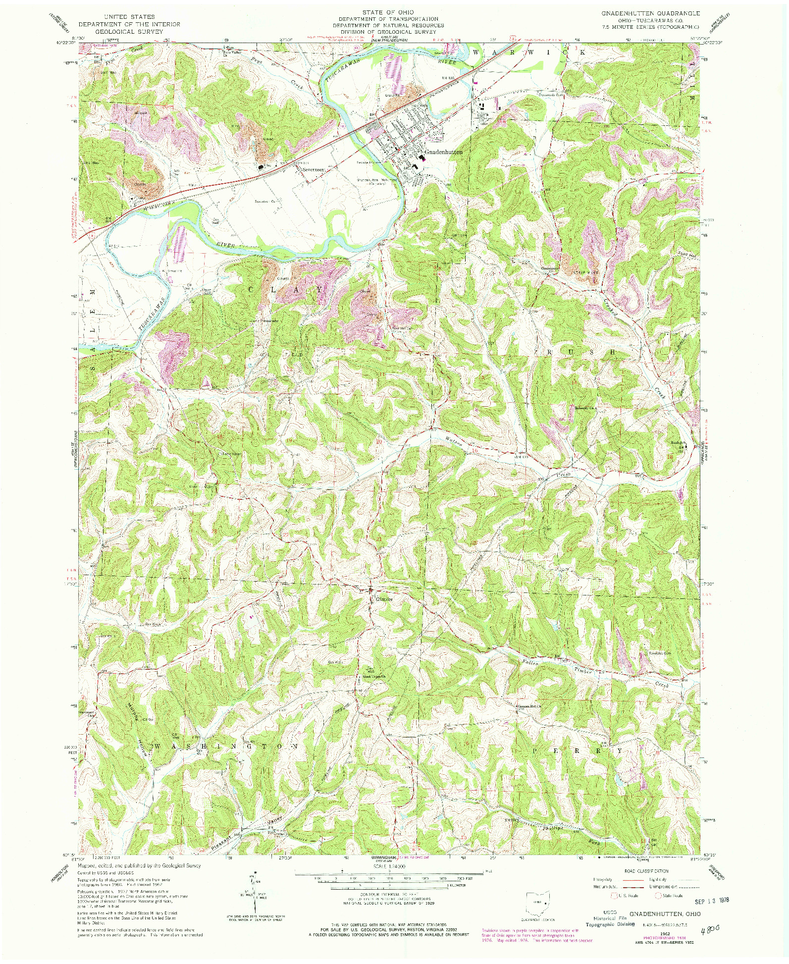 USGS 1:24000-SCALE QUADRANGLE FOR GNADENHUTTEN, OH 1962