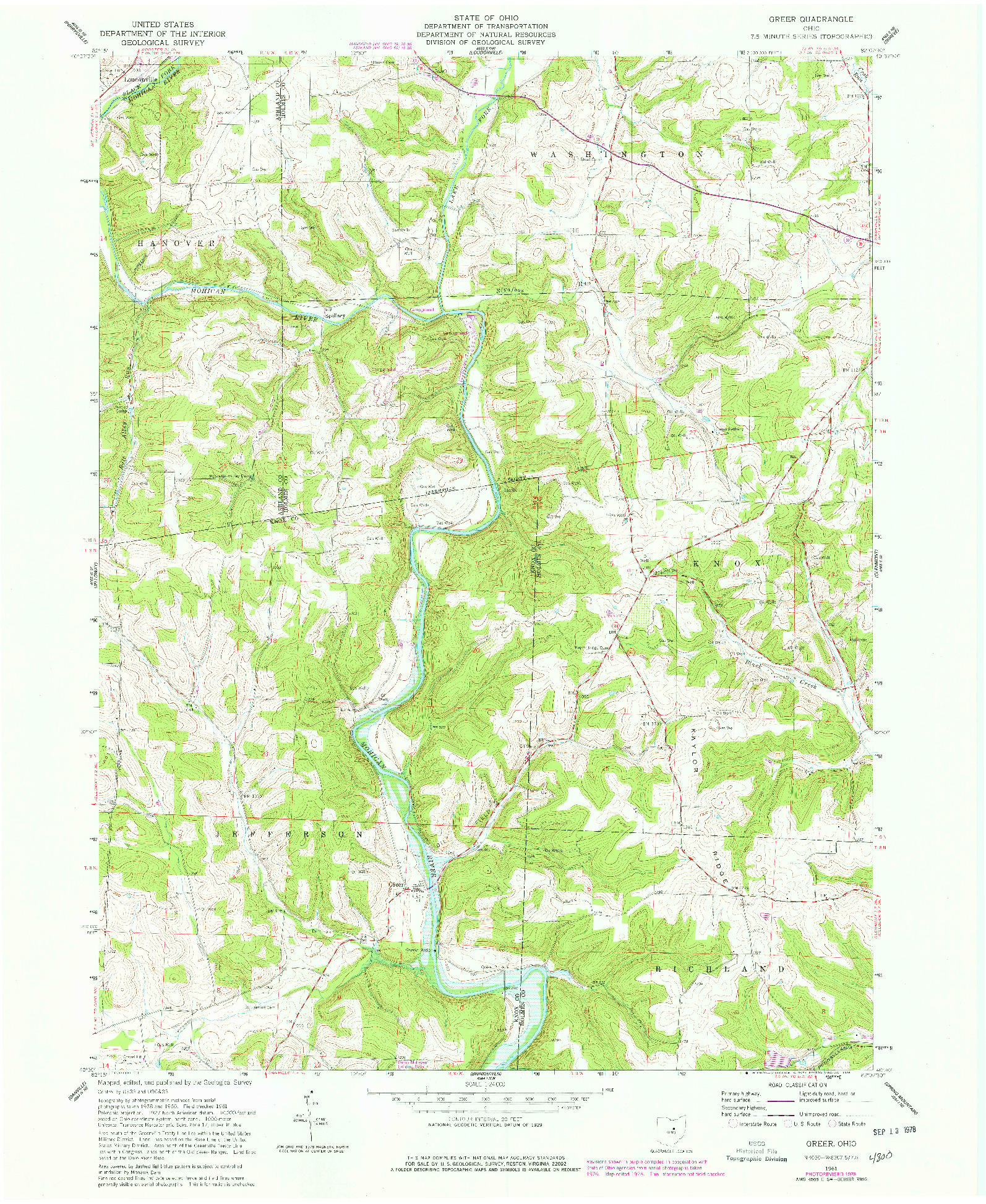 USGS 1:24000-SCALE QUADRANGLE FOR GREER, OH 1961