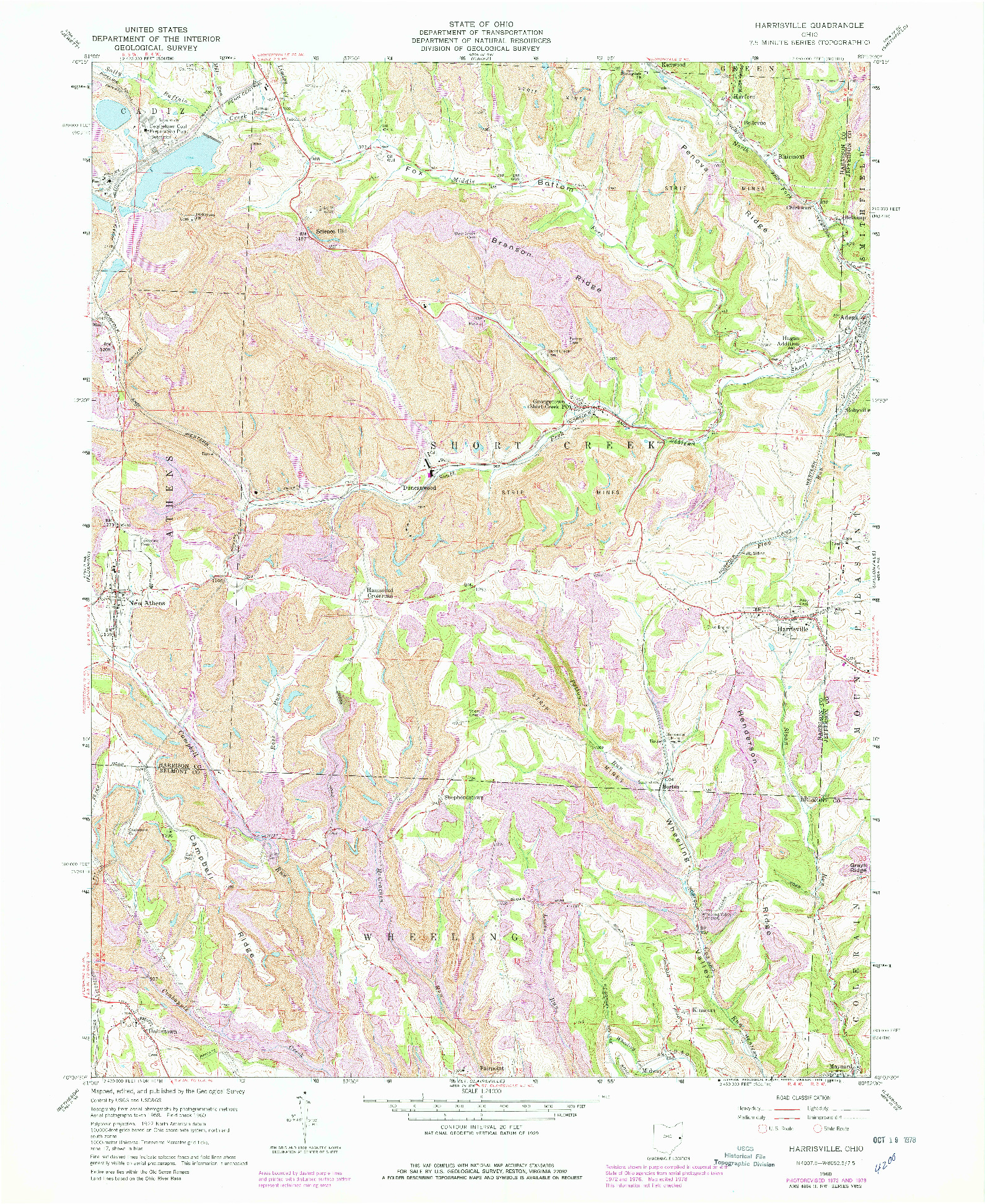 USGS 1:24000-SCALE QUADRANGLE FOR HARRISVILLE, OH 1960