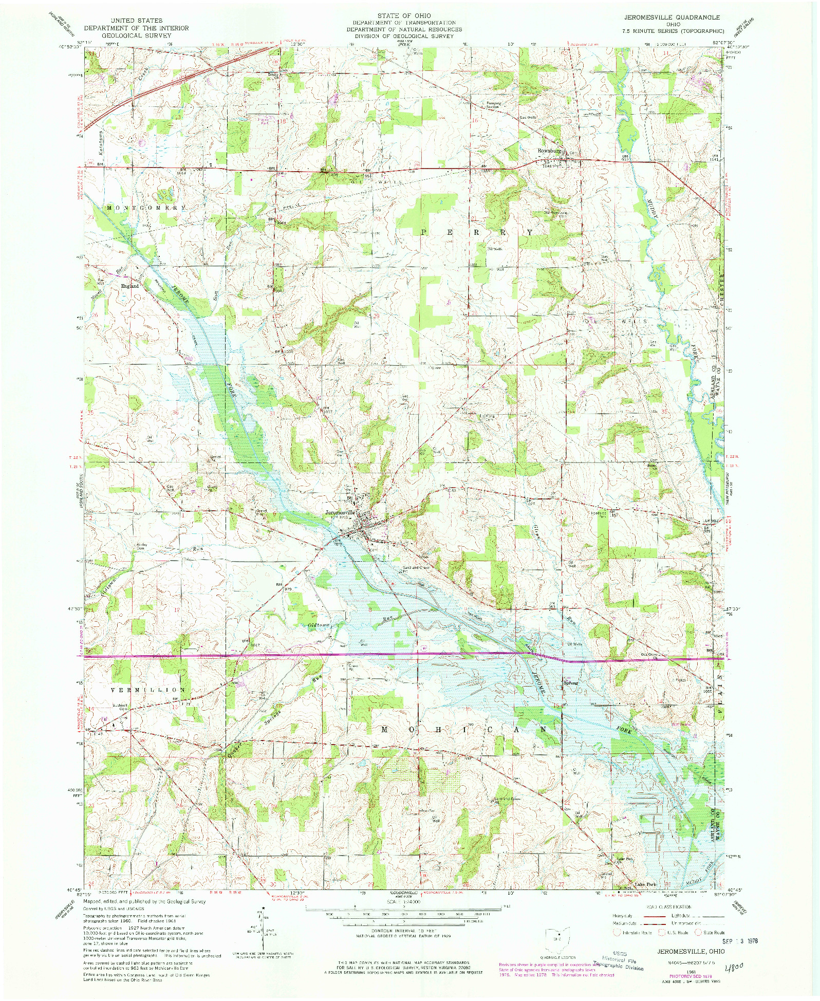 USGS 1:24000-SCALE QUADRANGLE FOR JEROMESVILLE, OH 1961