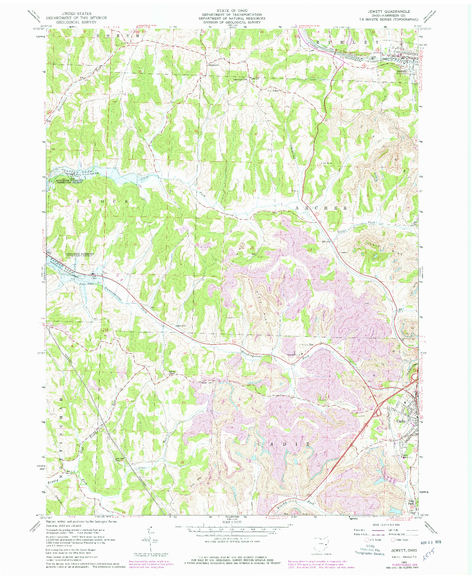 USGS 1:24000-SCALE QUADRANGLE FOR JEWETT, OH 1961