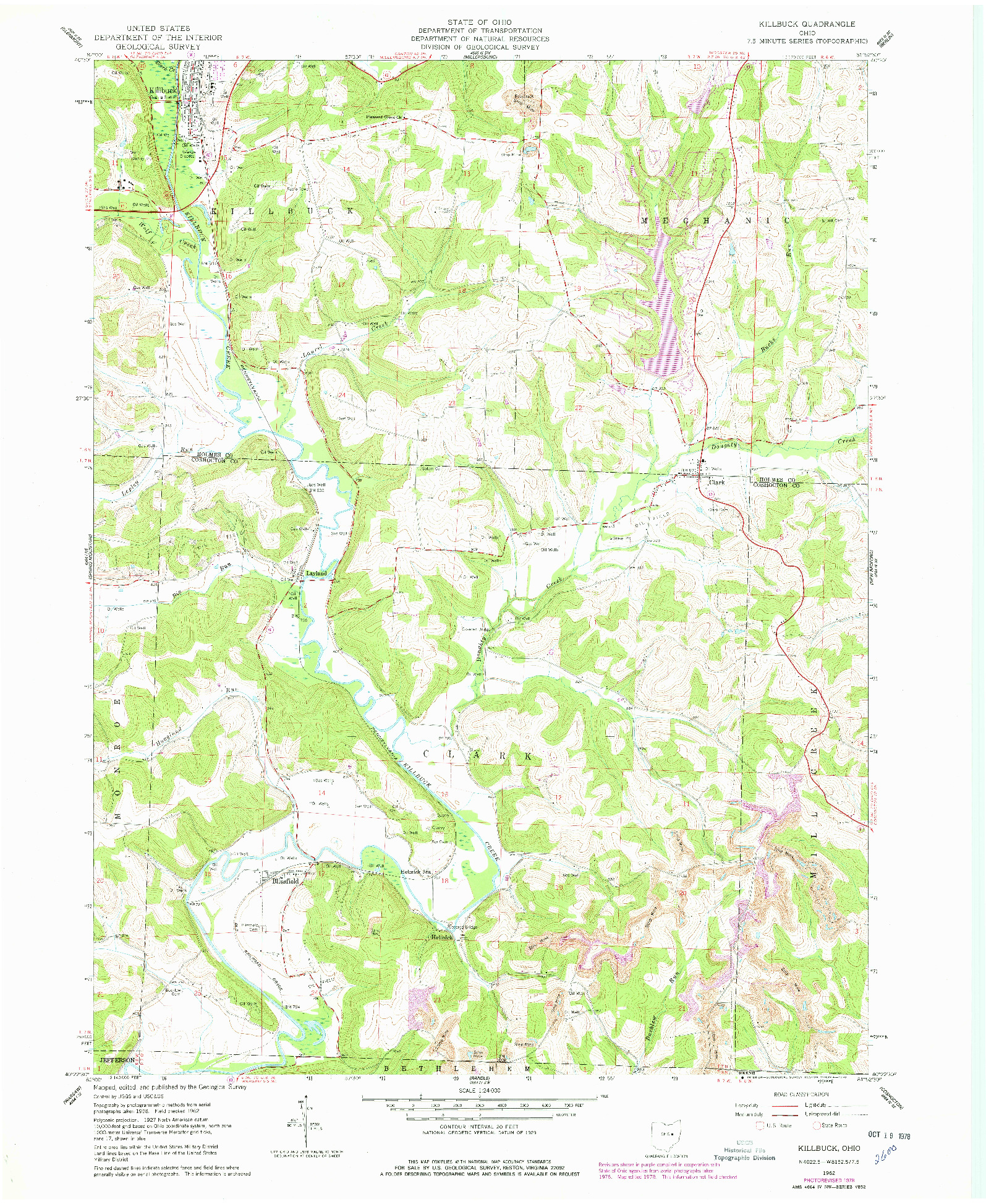 USGS 1:24000-SCALE QUADRANGLE FOR KILLBUCK, OH 1962