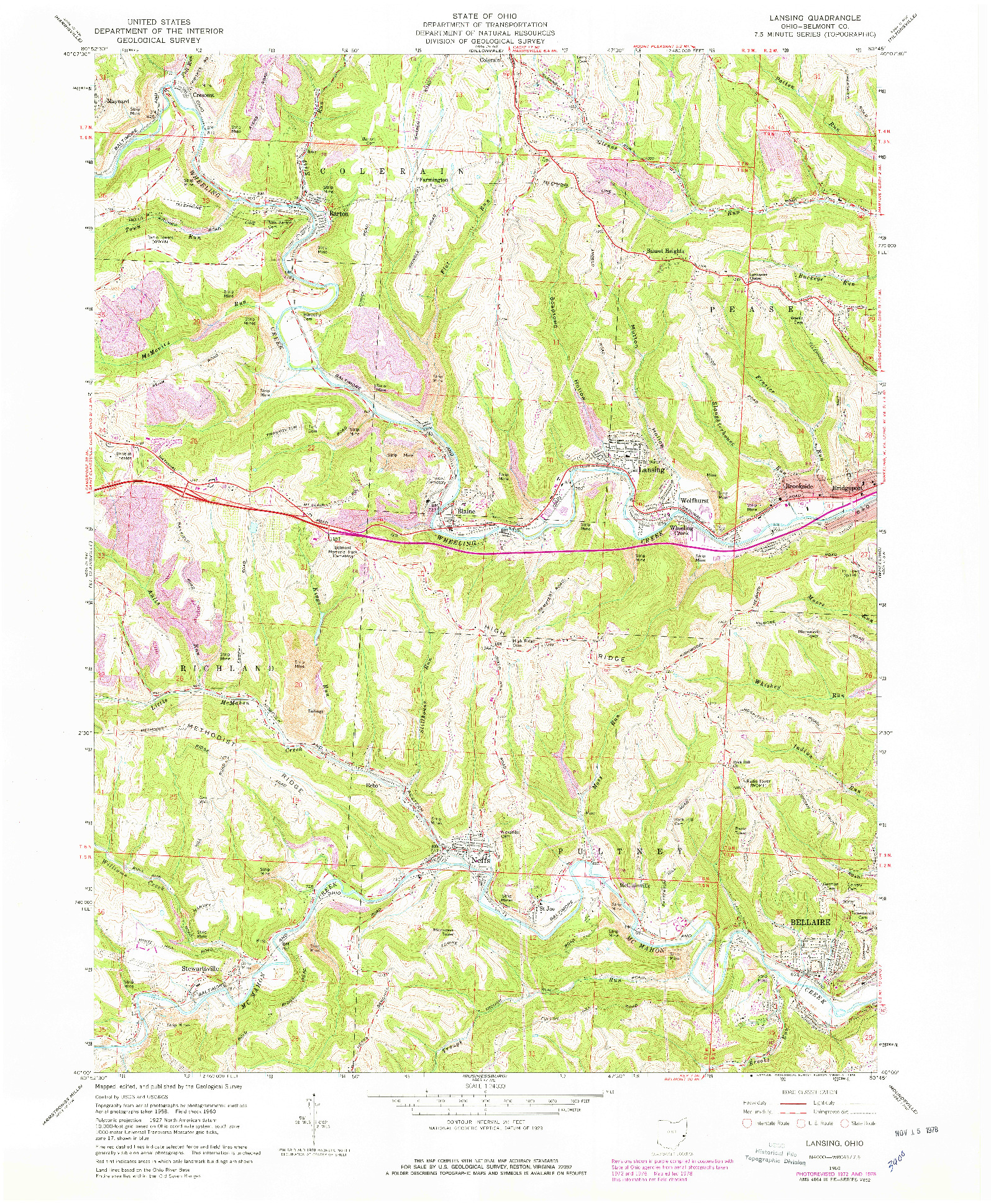 USGS 1:24000-SCALE QUADRANGLE FOR LANSING, OH 1960