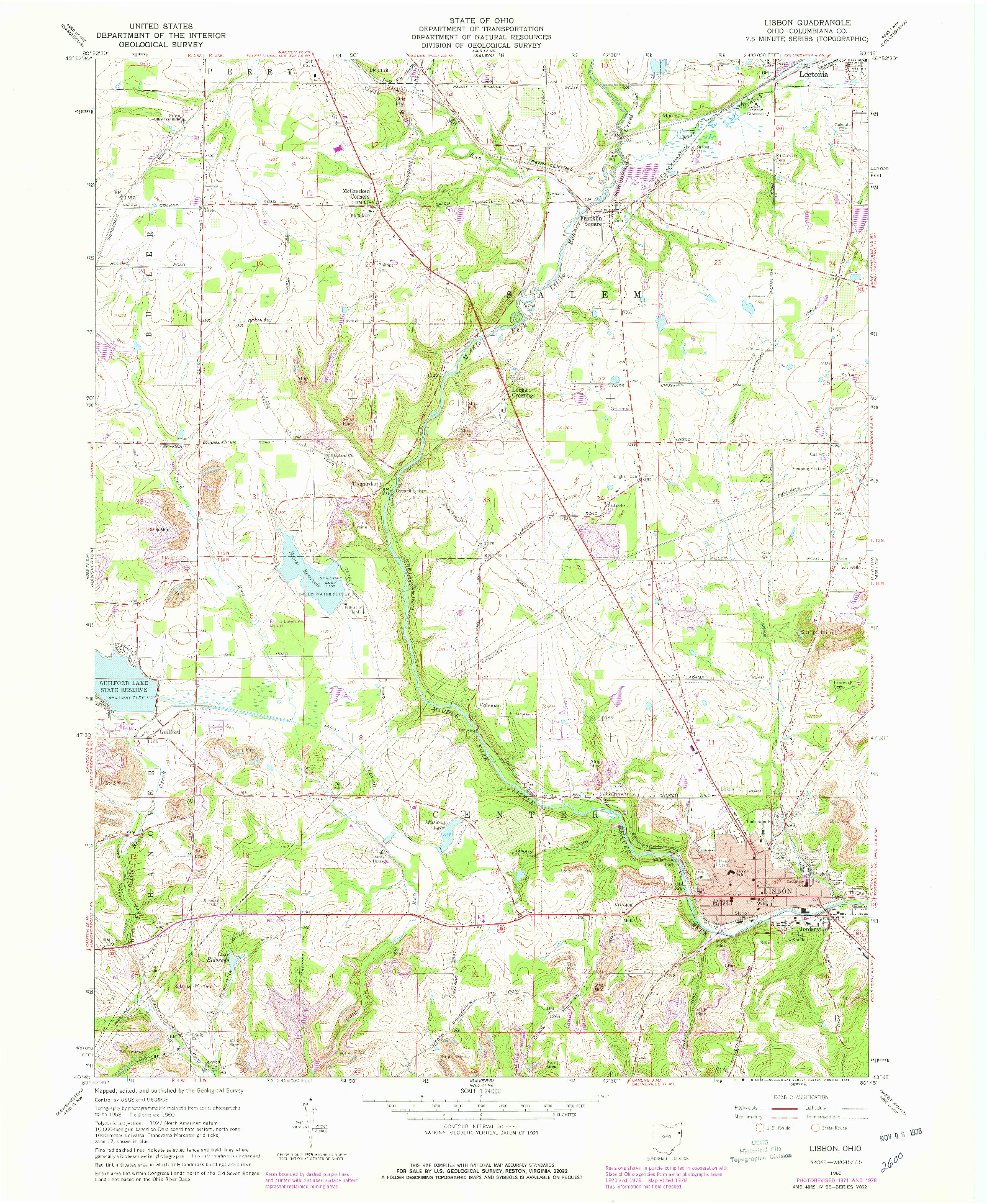 USGS 1:24000-SCALE QUADRANGLE FOR LISBON, OH 1960