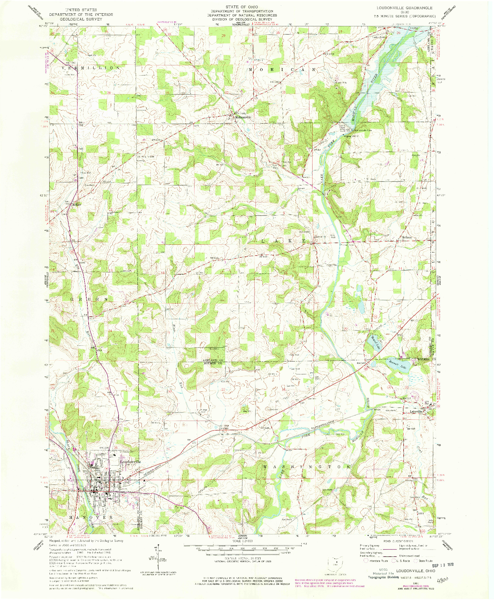 USGS 1:24000-SCALE QUADRANGLE FOR LOUDONVILLE, OH 1961