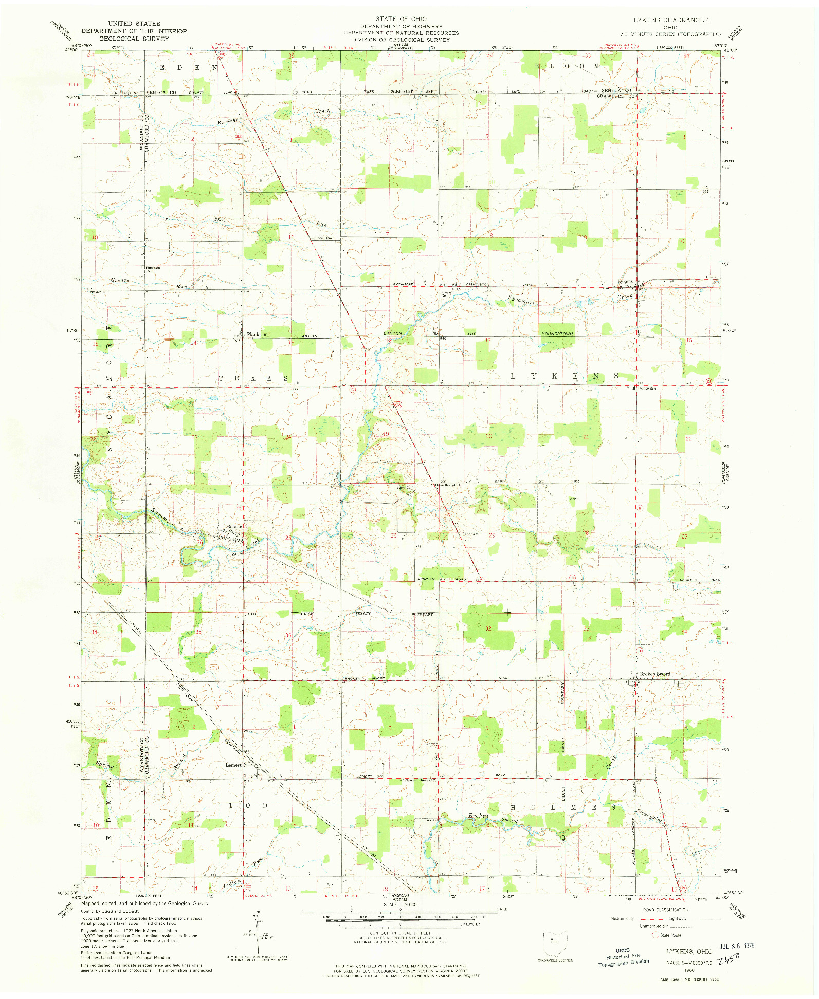 USGS 1:24000-SCALE QUADRANGLE FOR LYKENS, OH 1960