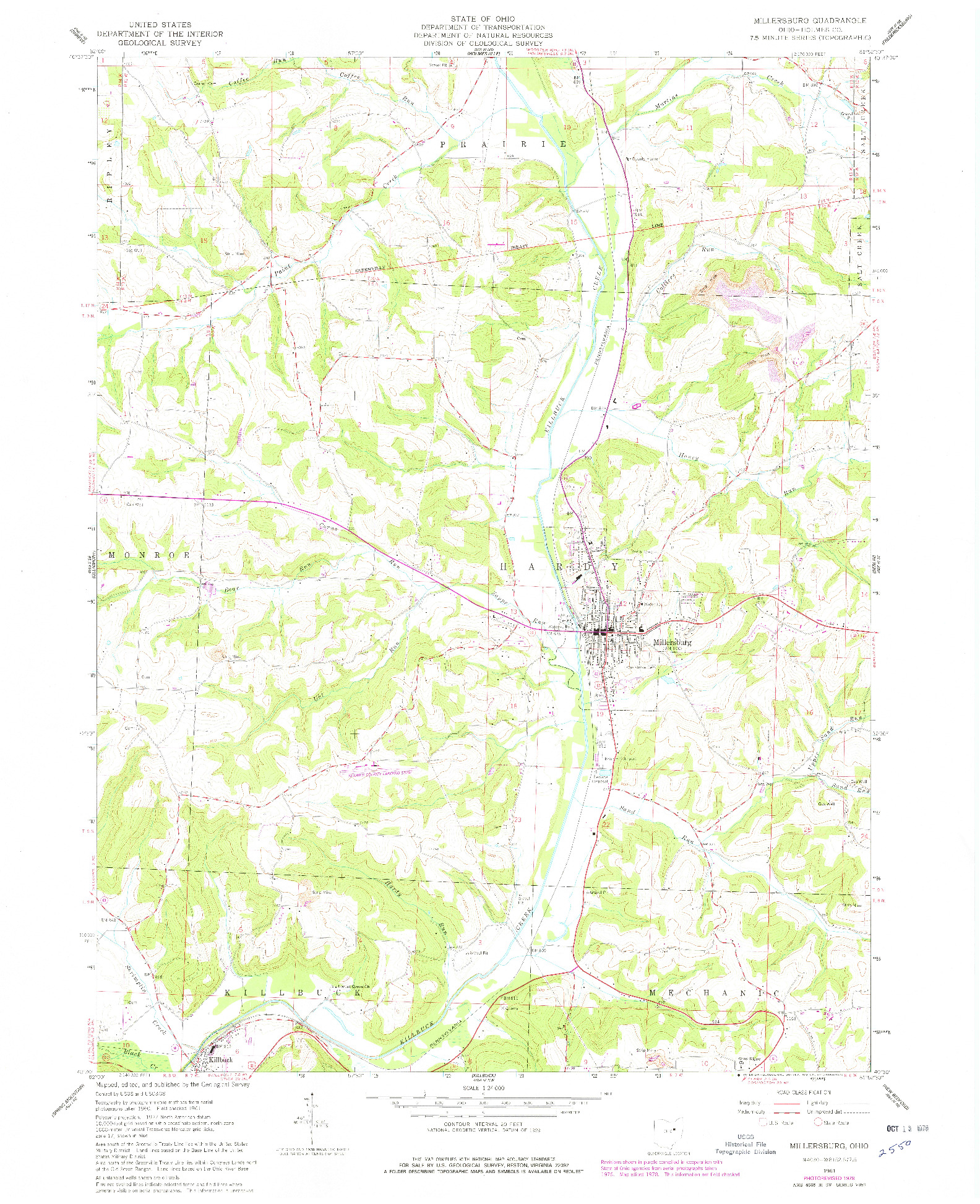 USGS 1:24000-SCALE QUADRANGLE FOR MILLERSBURG, OH 1961