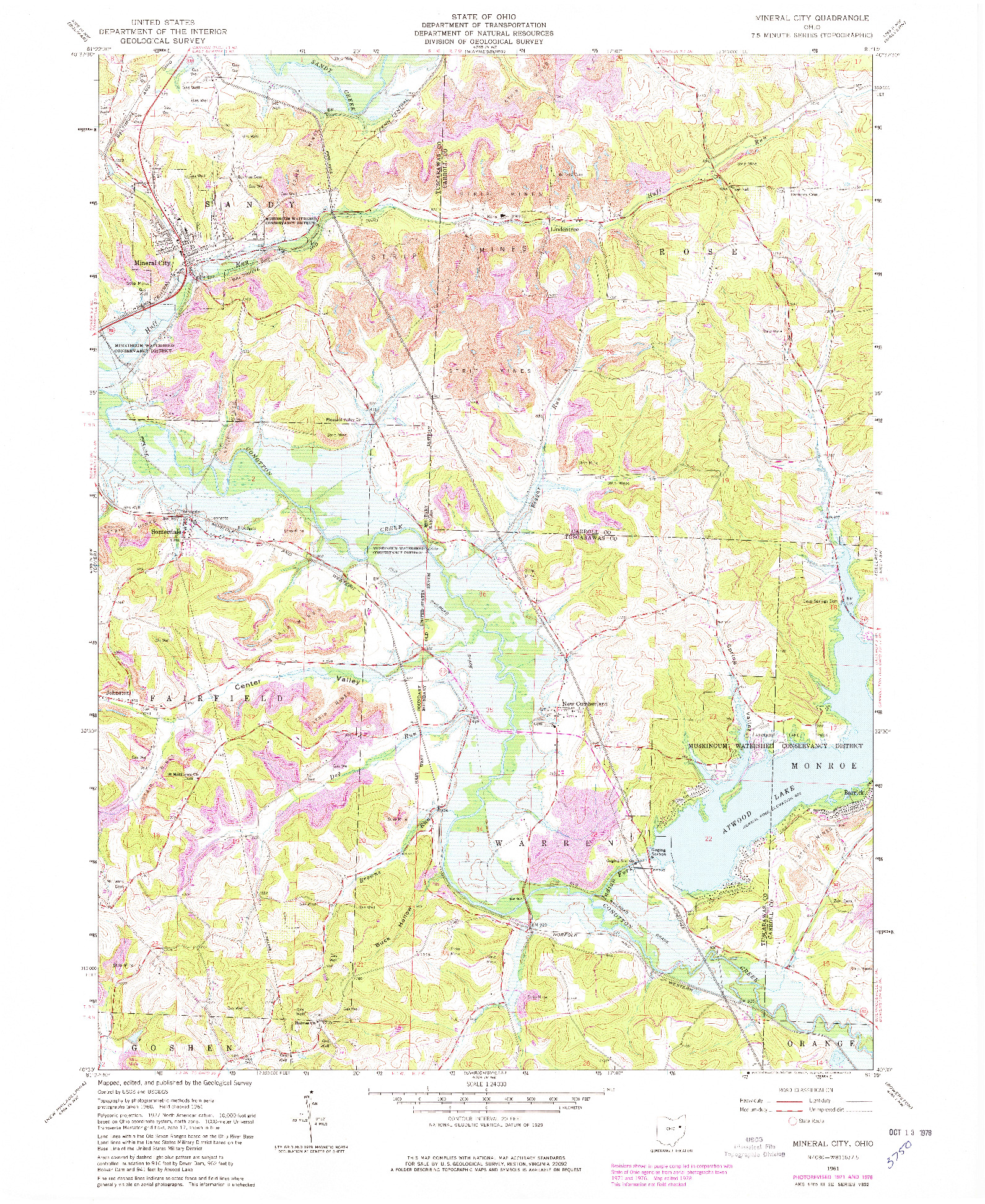USGS 1:24000-SCALE QUADRANGLE FOR MINERAL CITY, OH 1961