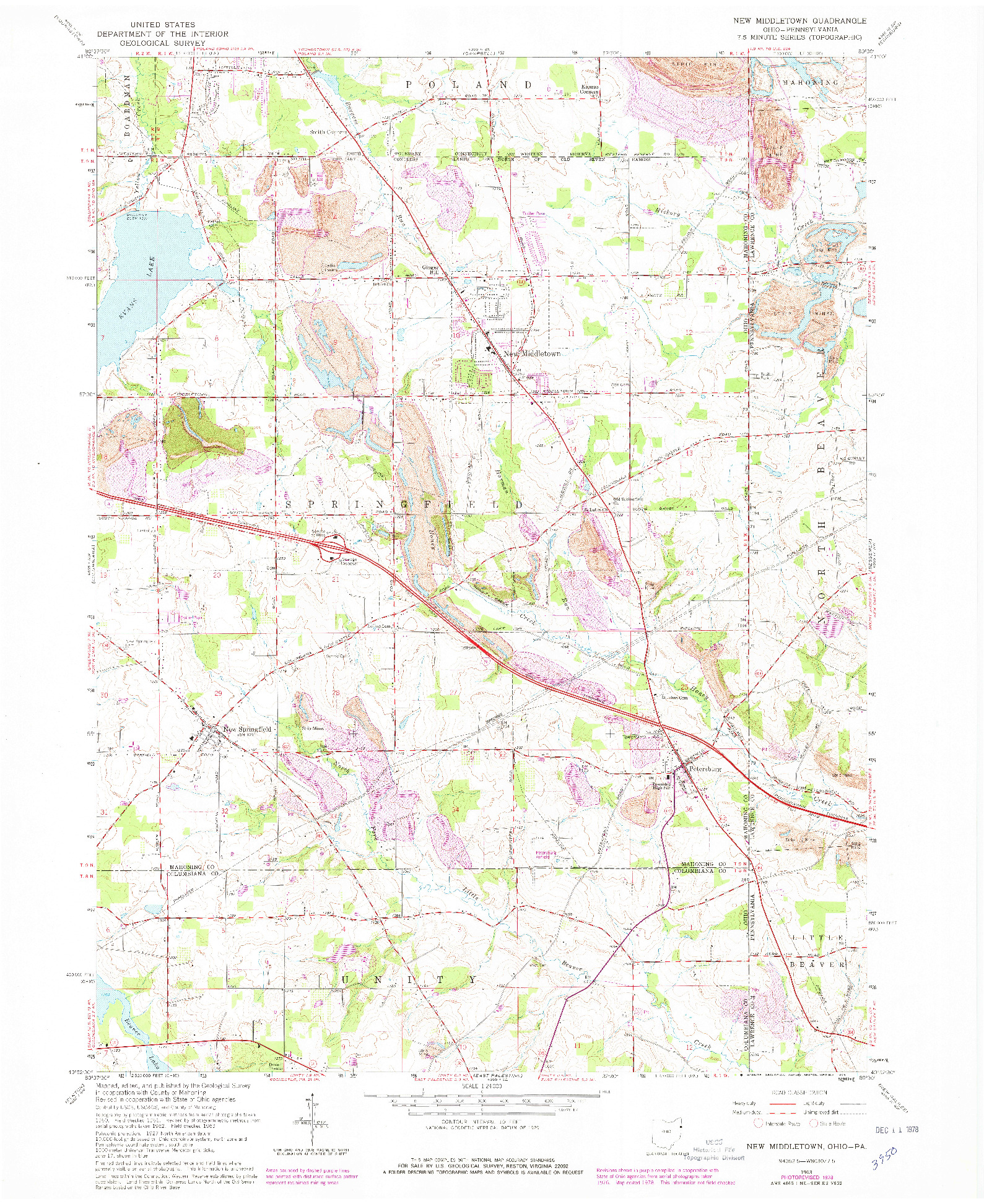 USGS 1:24000-SCALE QUADRANGLE FOR NEW MIDDLETOWN, OH 1963