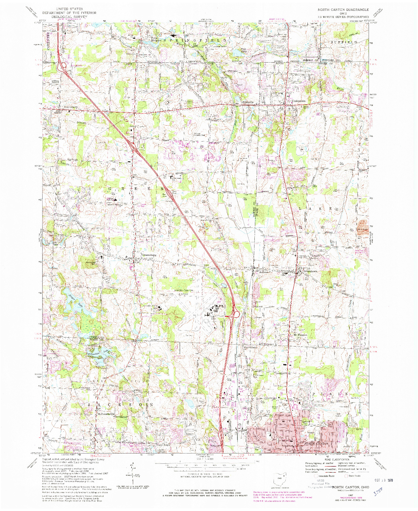 USGS 1:24000-SCALE QUADRANGLE FOR NORTH CANTON, OH 1967