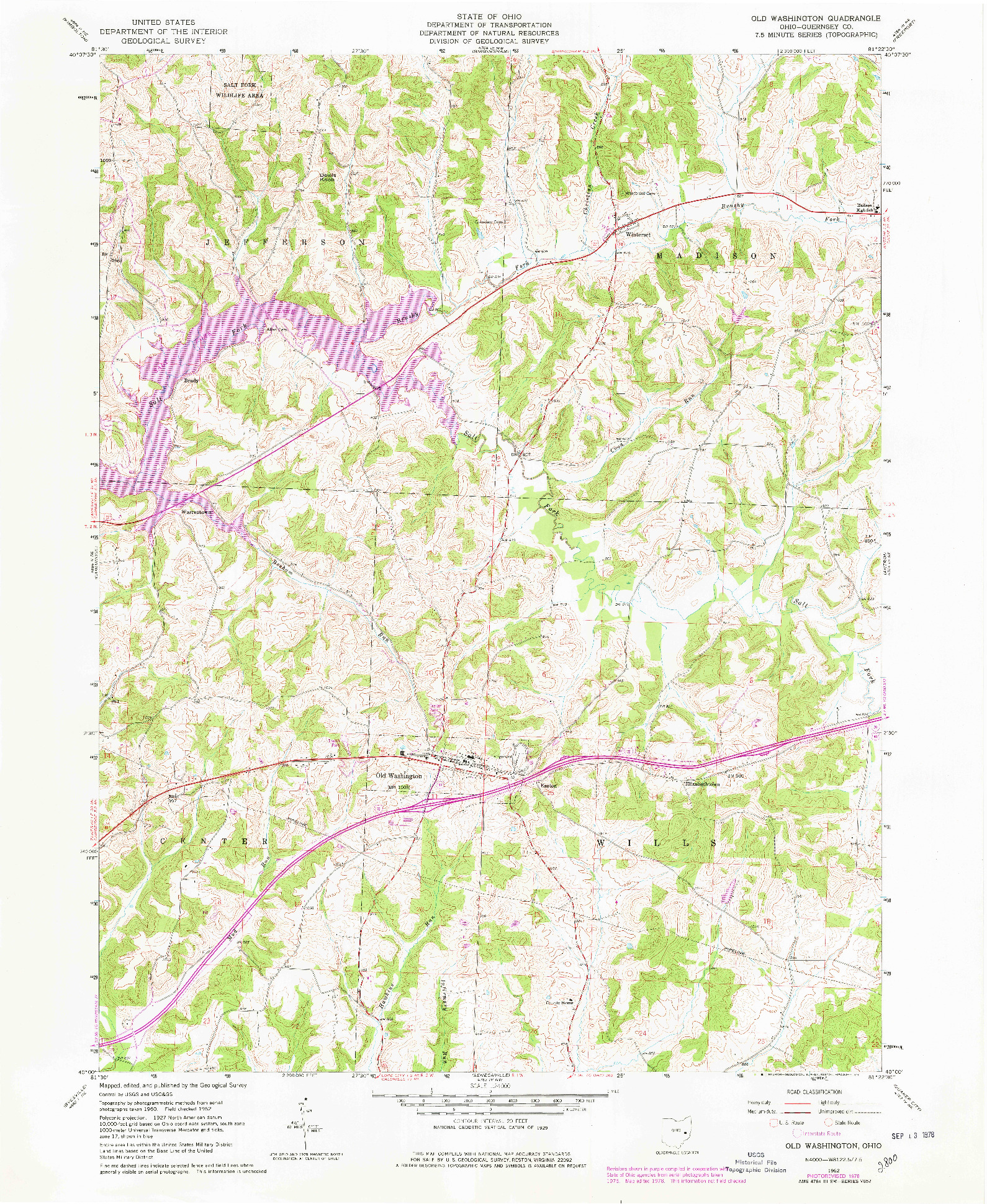 USGS 1:24000-SCALE QUADRANGLE FOR OLD WASHINGTON, OH 1962