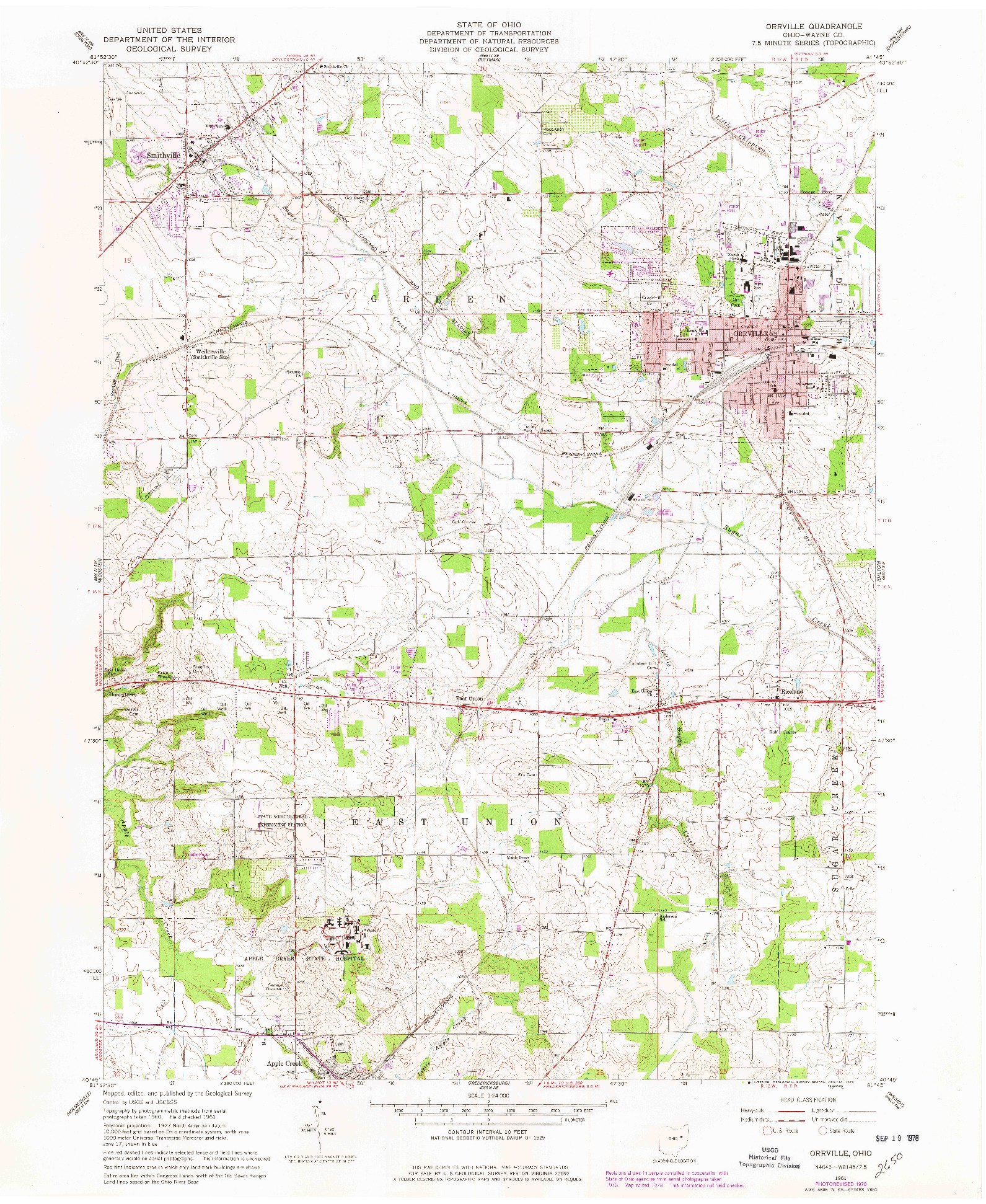 USGS 1:24000-SCALE QUADRANGLE FOR ORRVILLE, OH 1961