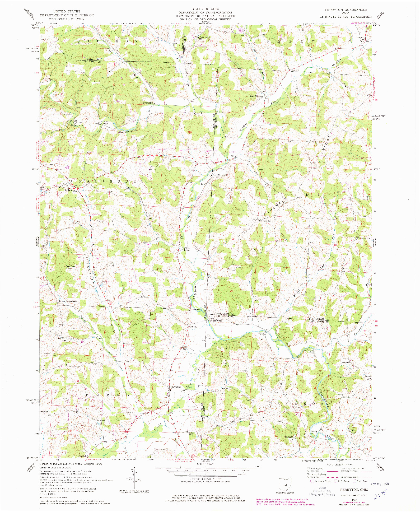 USGS 1:24000-SCALE QUADRANGLE FOR PERRYTON, OH 1962