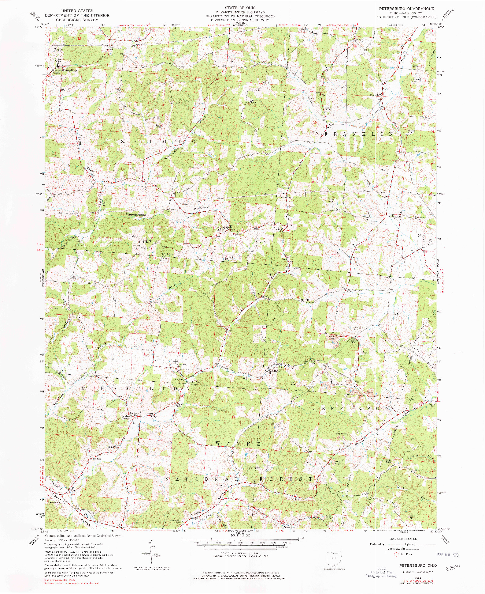 USGS 1:24000-SCALE QUADRANGLE FOR PETERSBURG, OH 1961