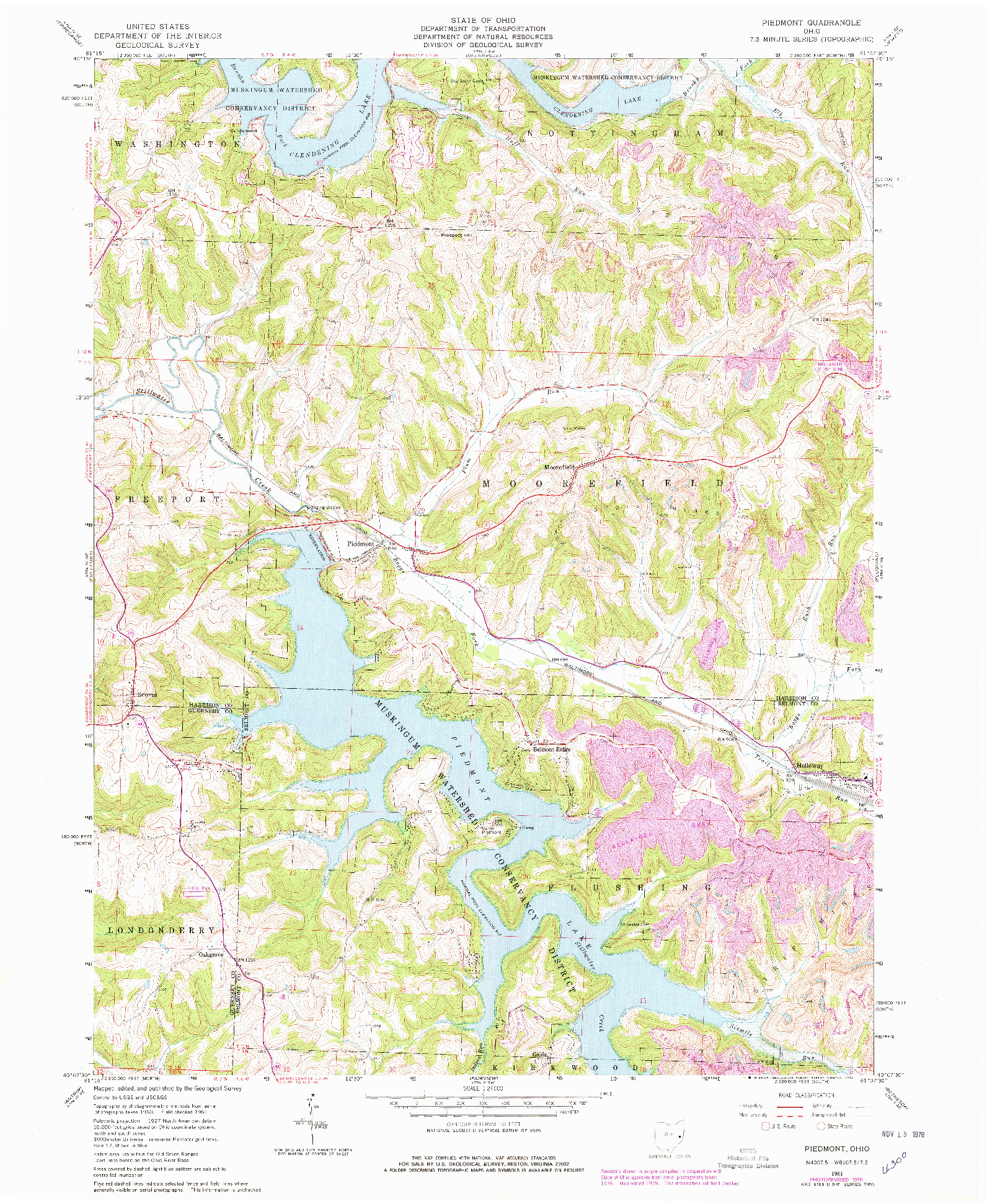 USGS 1:24000-SCALE QUADRANGLE FOR PIEDMONT, OH 1961