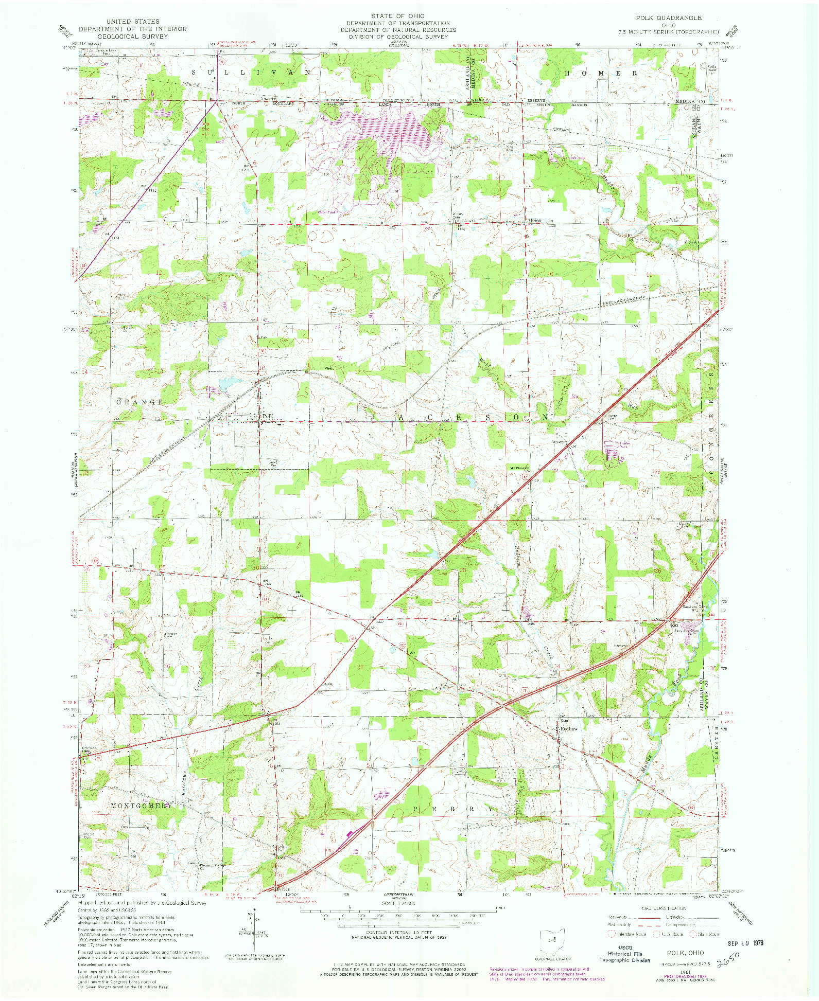 USGS 1:24000-SCALE QUADRANGLE FOR POLK, OH 1961