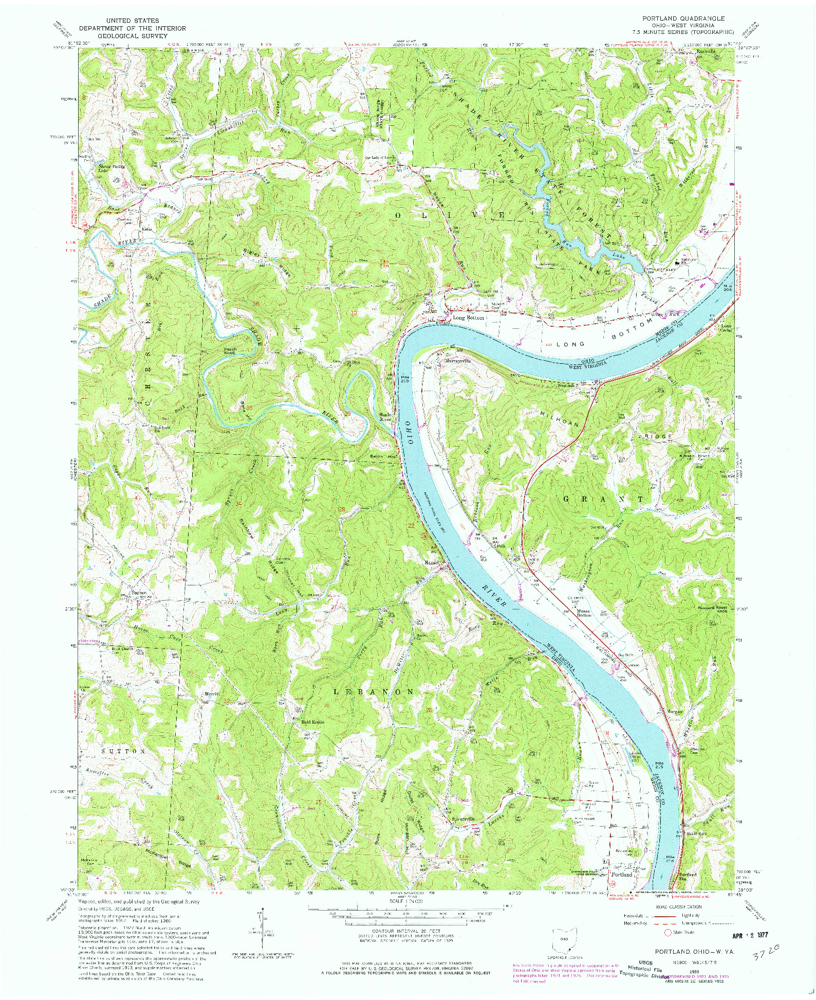 USGS 1:24000-SCALE QUADRANGLE FOR PORTLAND, OH 1960