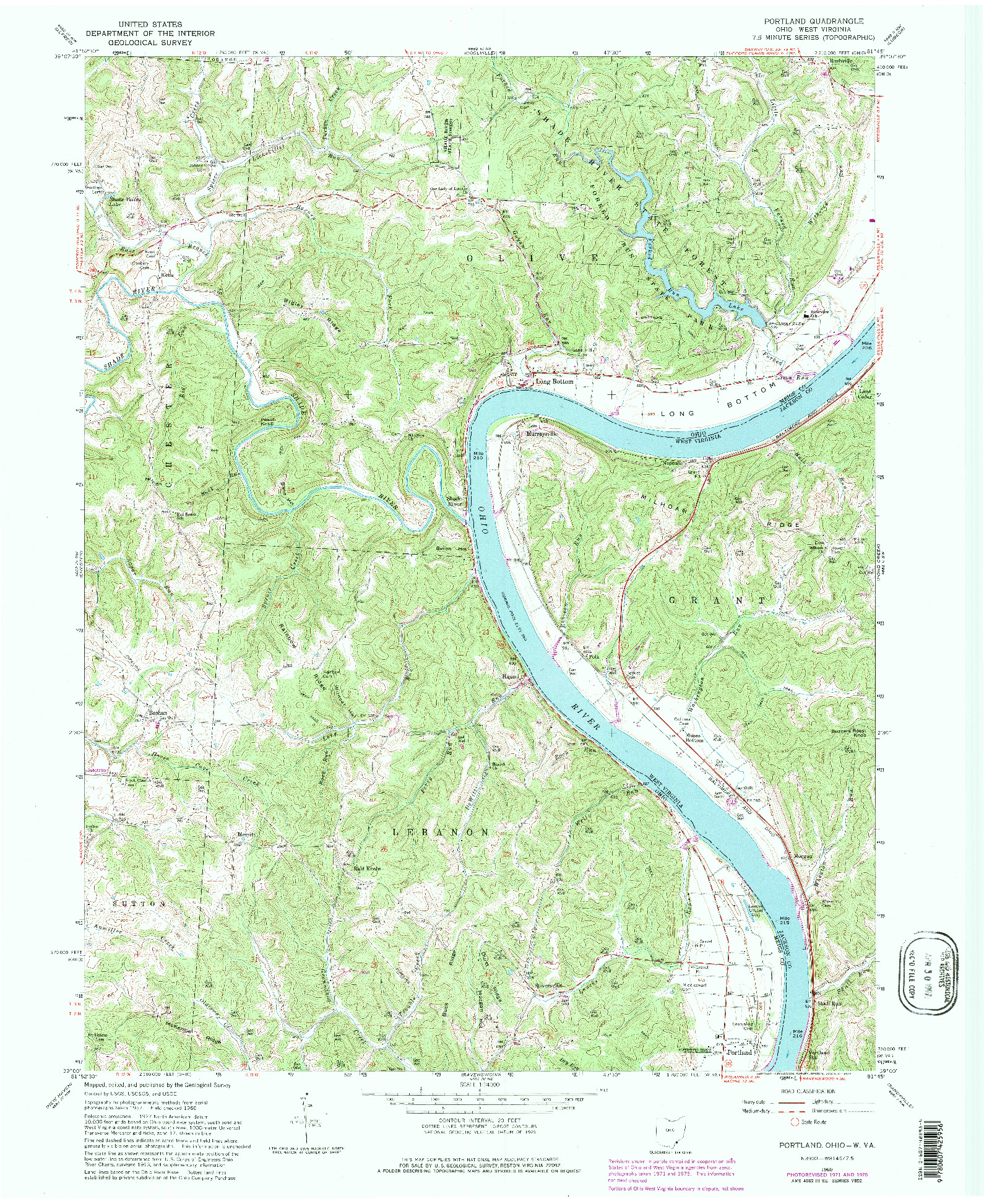 USGS 1:24000-SCALE QUADRANGLE FOR PORTLAND, OH 1960