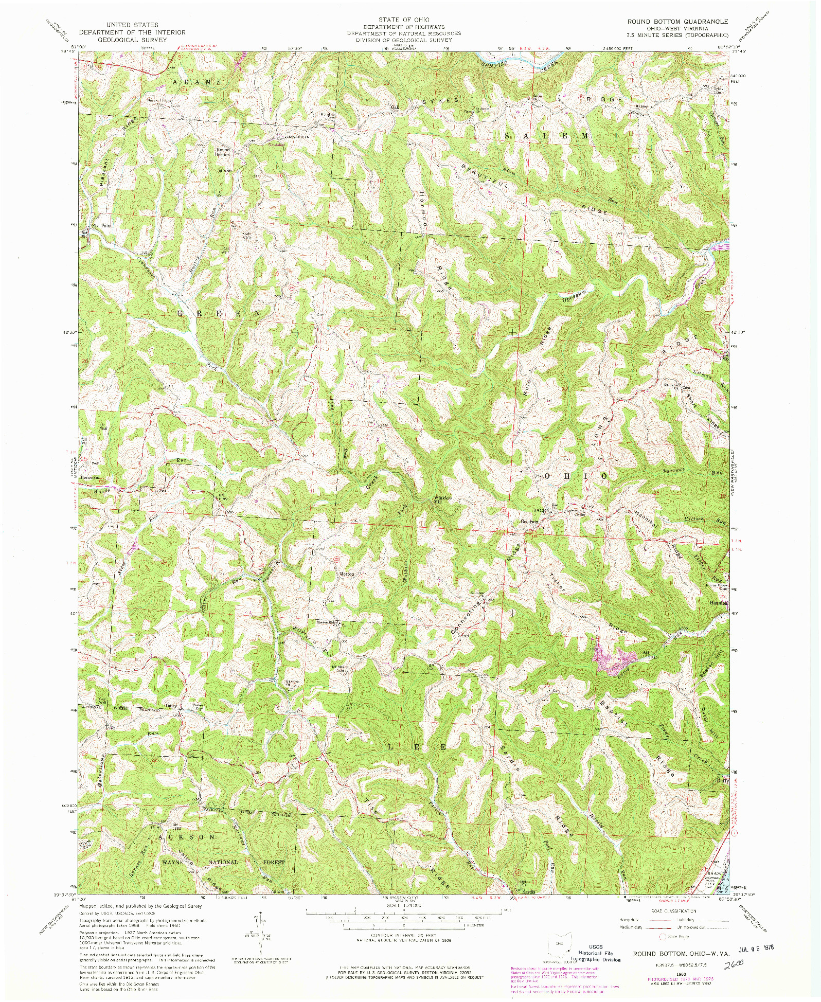 USGS 1:24000-SCALE QUADRANGLE FOR ROUND BOTTOM, OH 1960