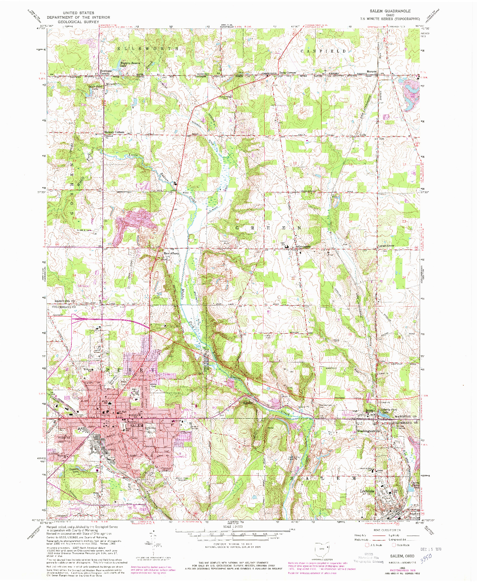 USGS 1:24000-SCALE QUADRANGLE FOR SALEM, OH 1966