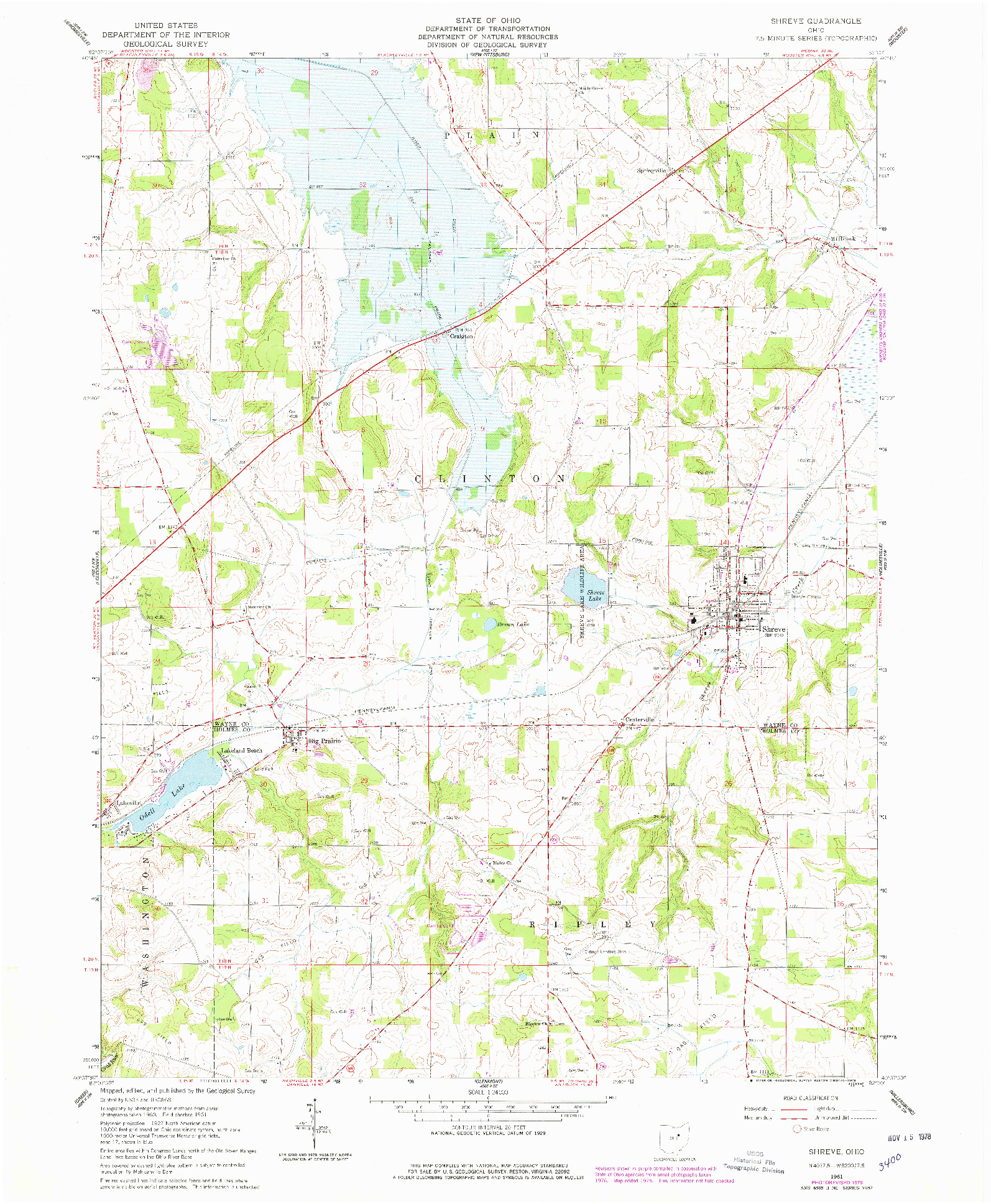 USGS 1:24000-SCALE QUADRANGLE FOR SHREVE, OH 1961