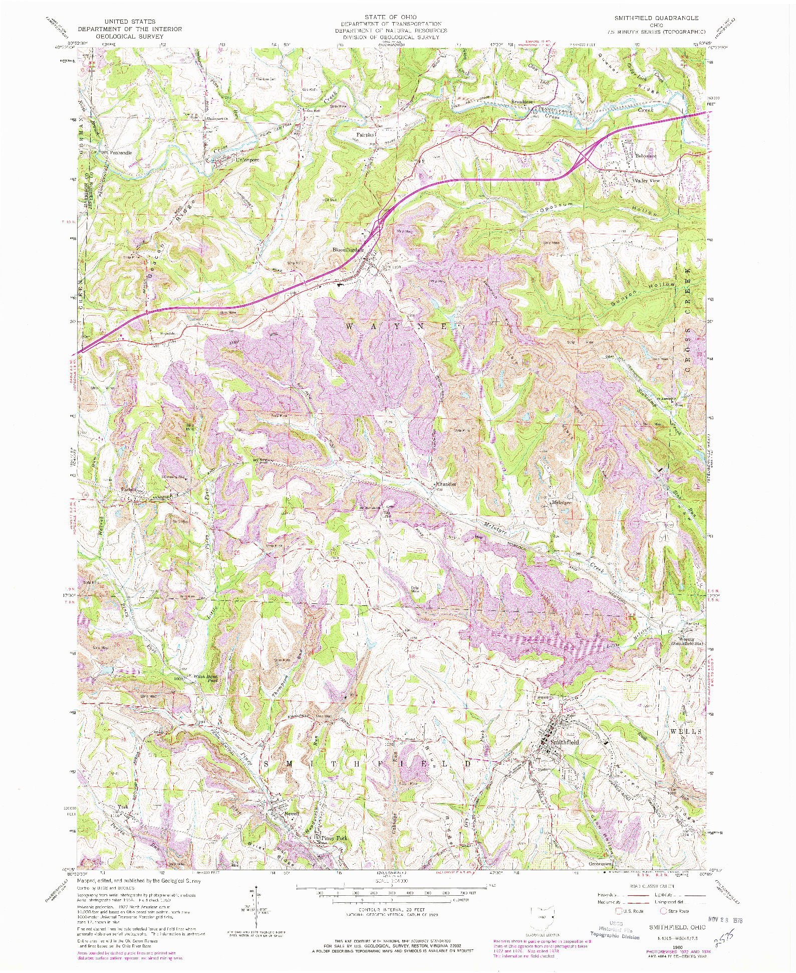 USGS 1:24000-SCALE QUADRANGLE FOR SMITHFIELD, OH 1960