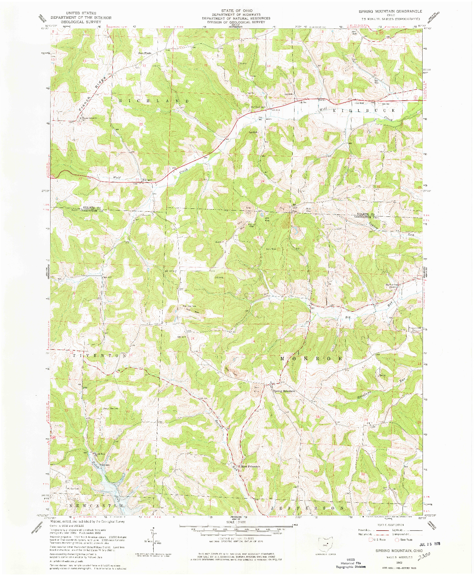 USGS 1:24000-SCALE QUADRANGLE FOR SPRING MOUNTAIN, OH 1962