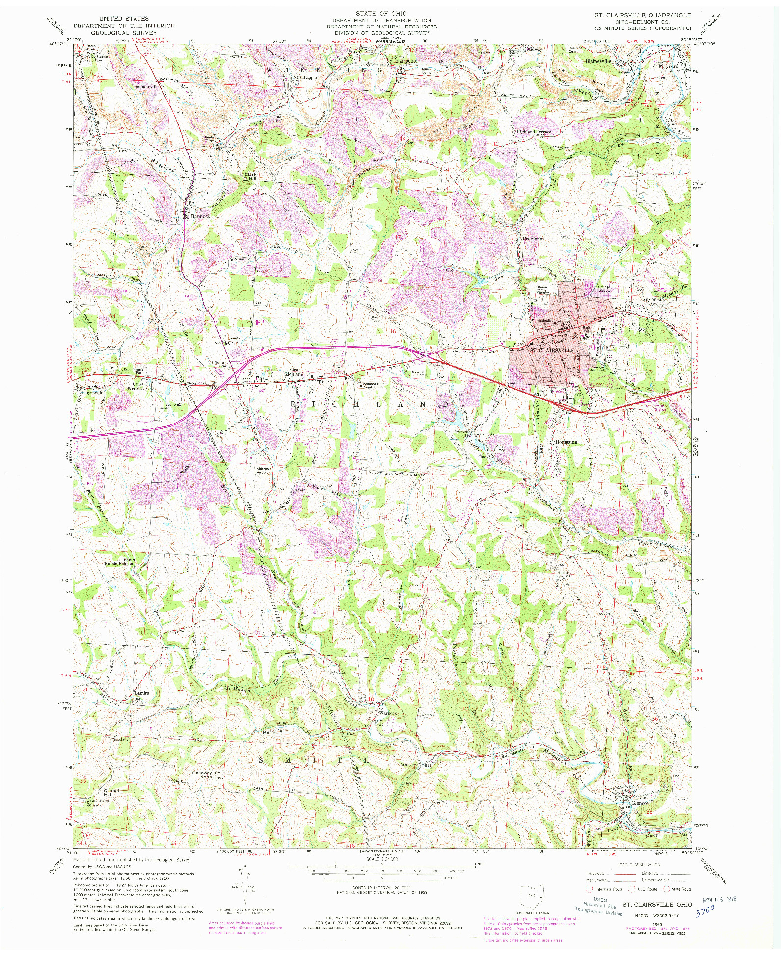 USGS 1:24000-SCALE QUADRANGLE FOR ST. CLAIRSVILLE, OH 1960