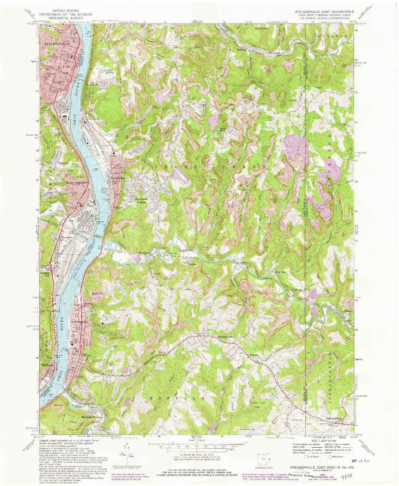 USGS 1:24000-SCALE QUADRANGLE FOR STEUBENVILLE EAST, OH 1968