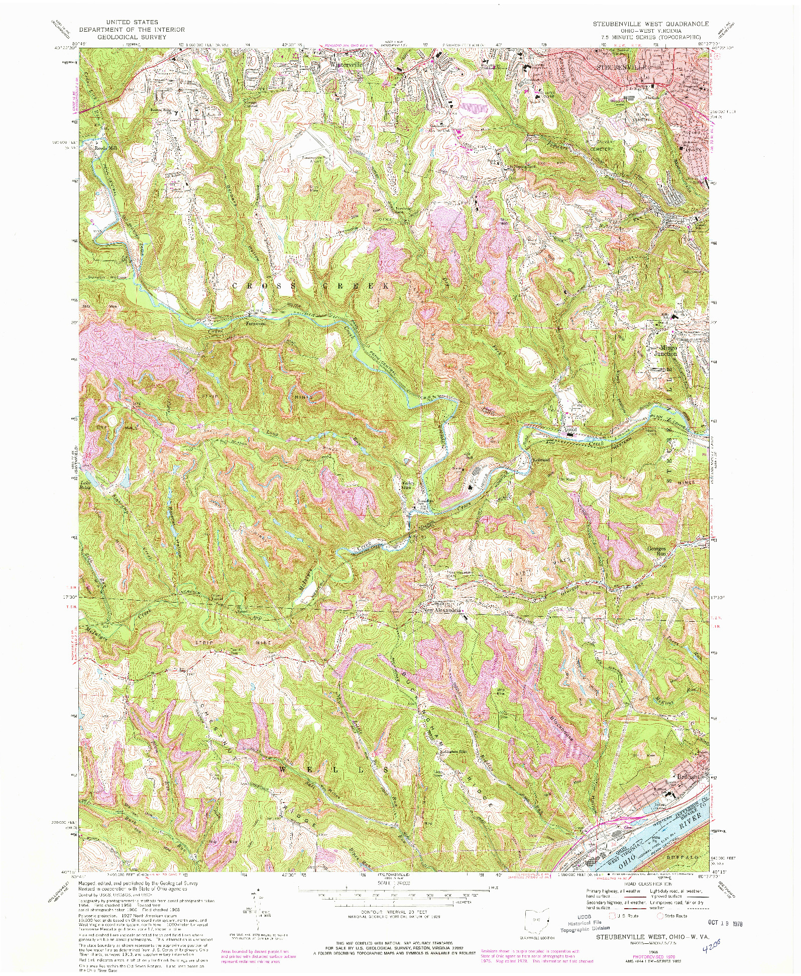 USGS 1:24000-SCALE QUADRANGLE FOR STEUBENVILLE WEST, OH 1968