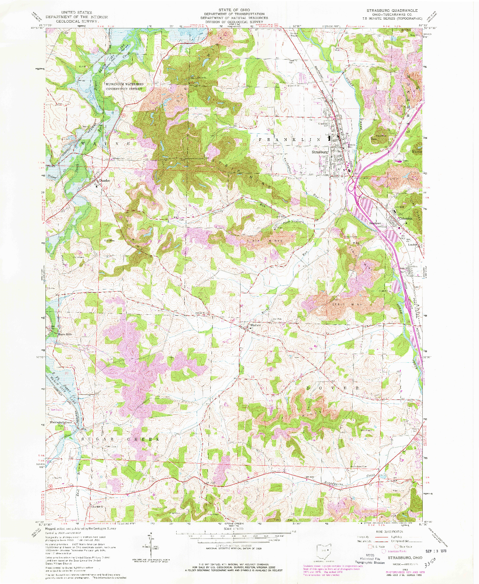 USGS 1:24000-SCALE QUADRANGLE FOR STRASBURG, OH 1961